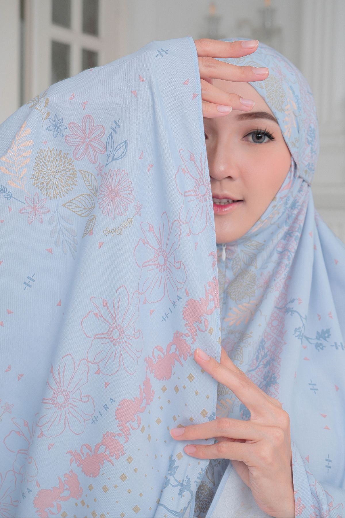Mukena Flora - Mukena Katun | Cotton Daily Prayer Set | Chalk - FM03.2