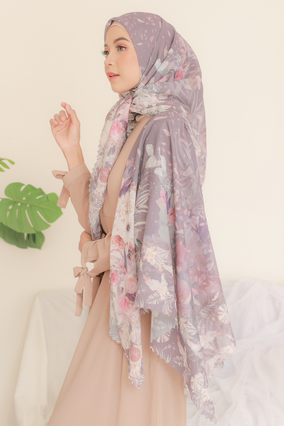 Emily JUMBO - Scarf Square Premium Polycotton XL | Cocoa Grey - EB28.2
