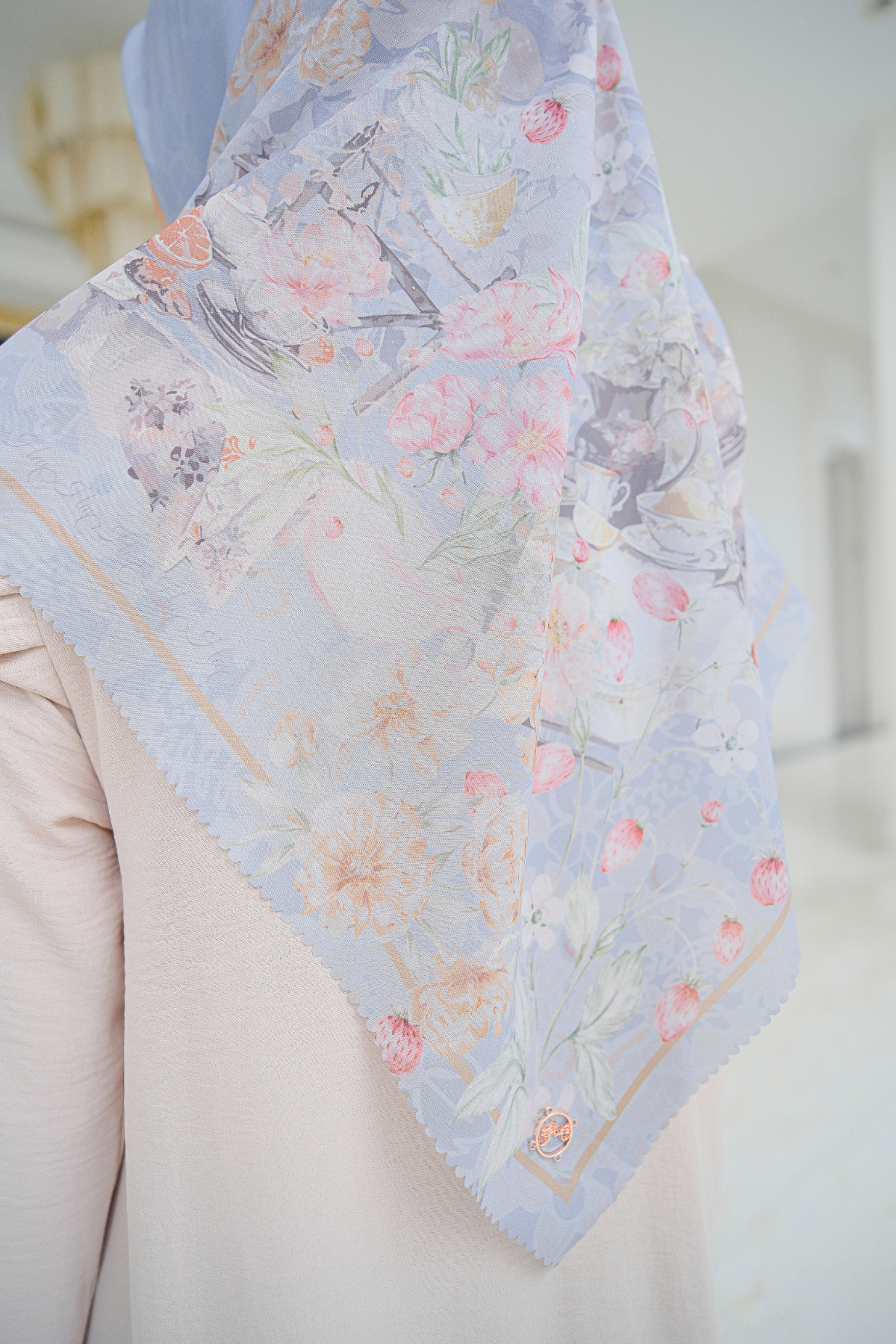 Camellia - Scarf Square British Voal | Pleasant Grey - CL15.17