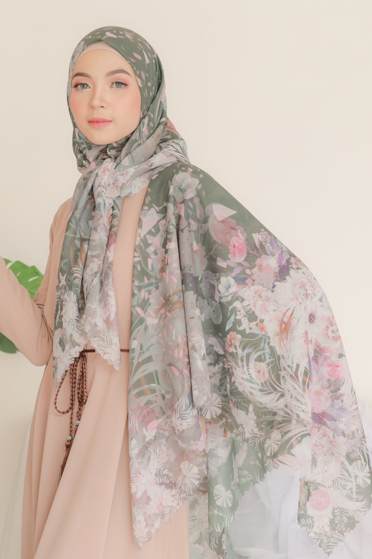 Emily JUMBO - Scarf Square Premium Polycotton XL | Olive - EB28.8