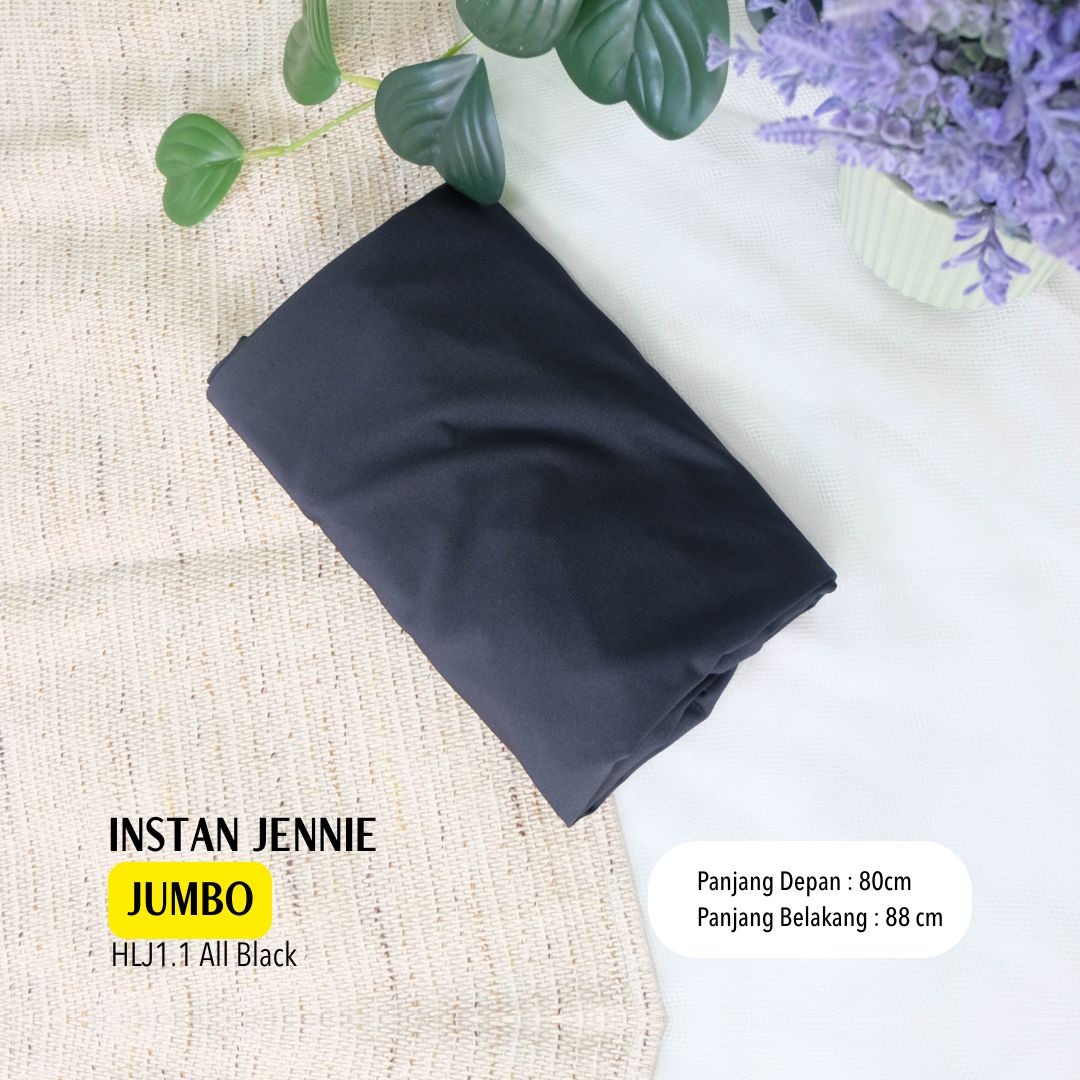 Instan Jennie Sporty Hijab JUMBO - HLJ1.1 All Black