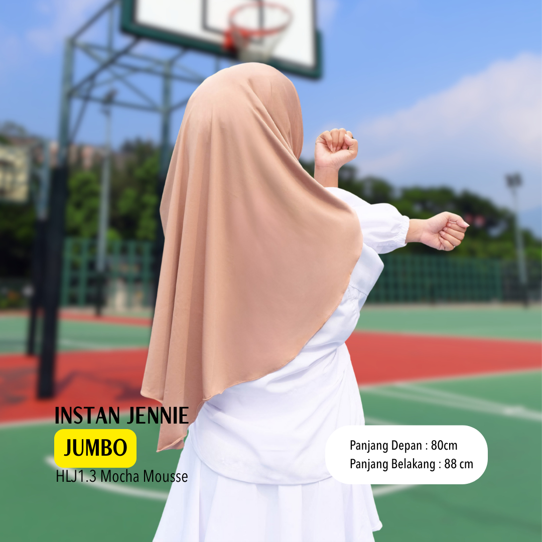 Instan Jennie Sporty Hijab JUMBO - HLJ1.3 Mocha Mousse
