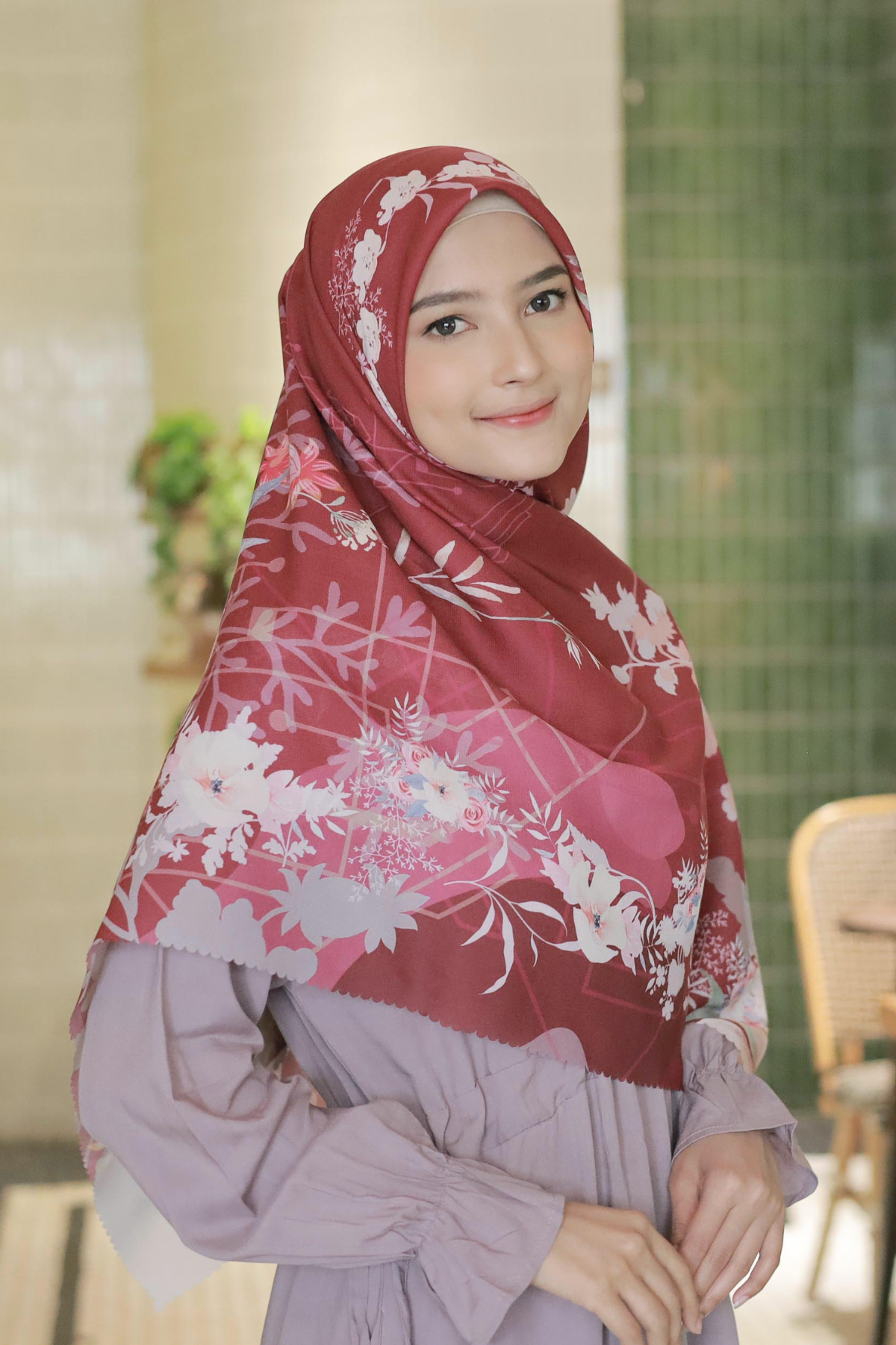 Fresia Scarf JUMBO - FJ52.2 Maroon