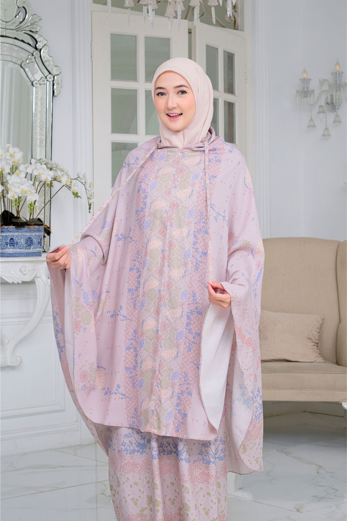 Mukena Flora - Mukena Katun |Cotton Daily Prayer Set Pink - FM03.3