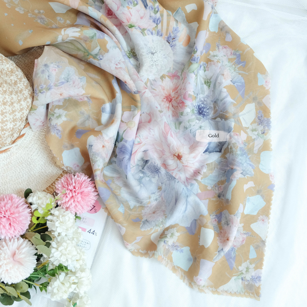 Dahlia - Scarf Square Premium Polycotton XL | Gold - JH97.8