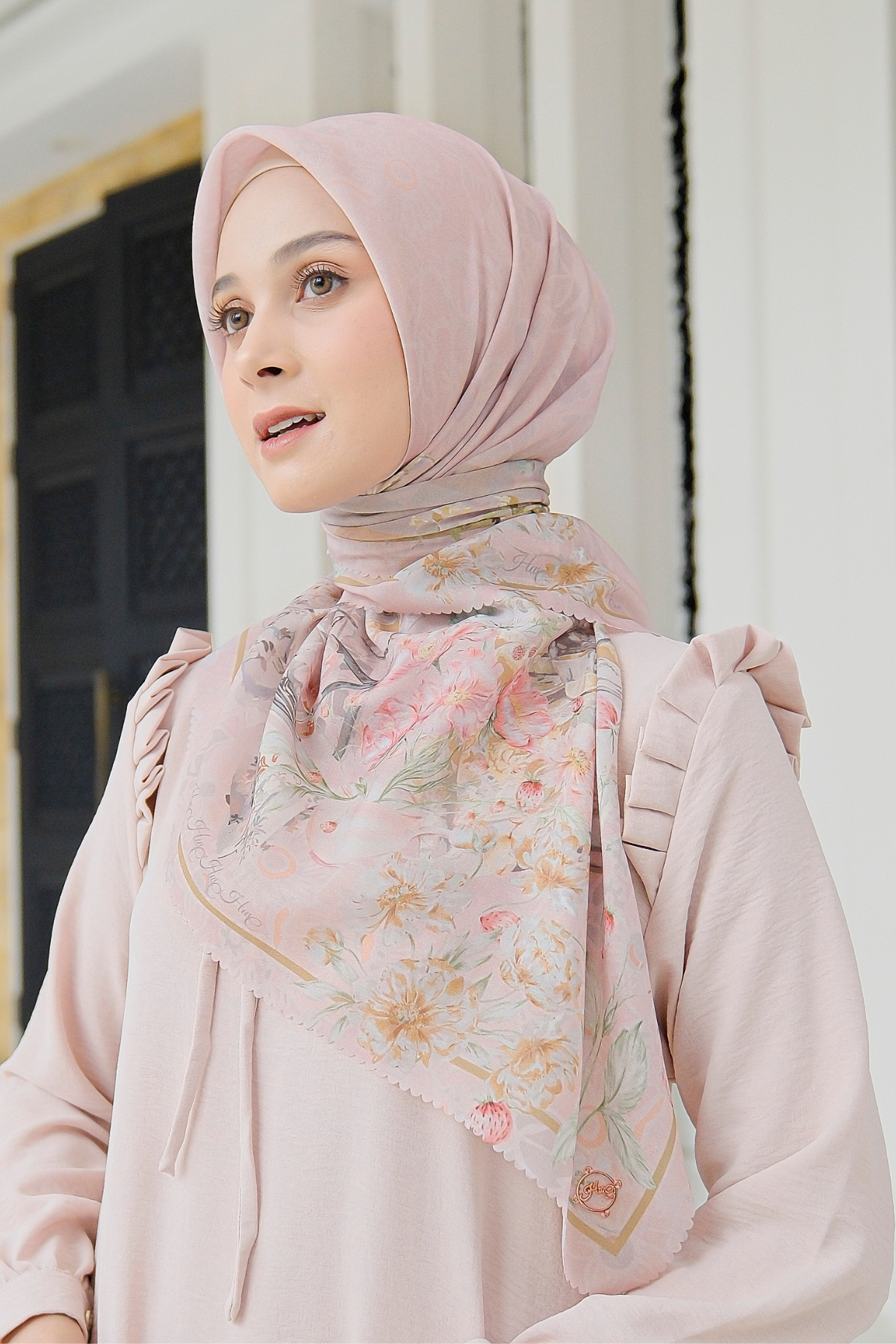 Camellia - Scarf Square British Voal | Flourishing Rose - CL15.5