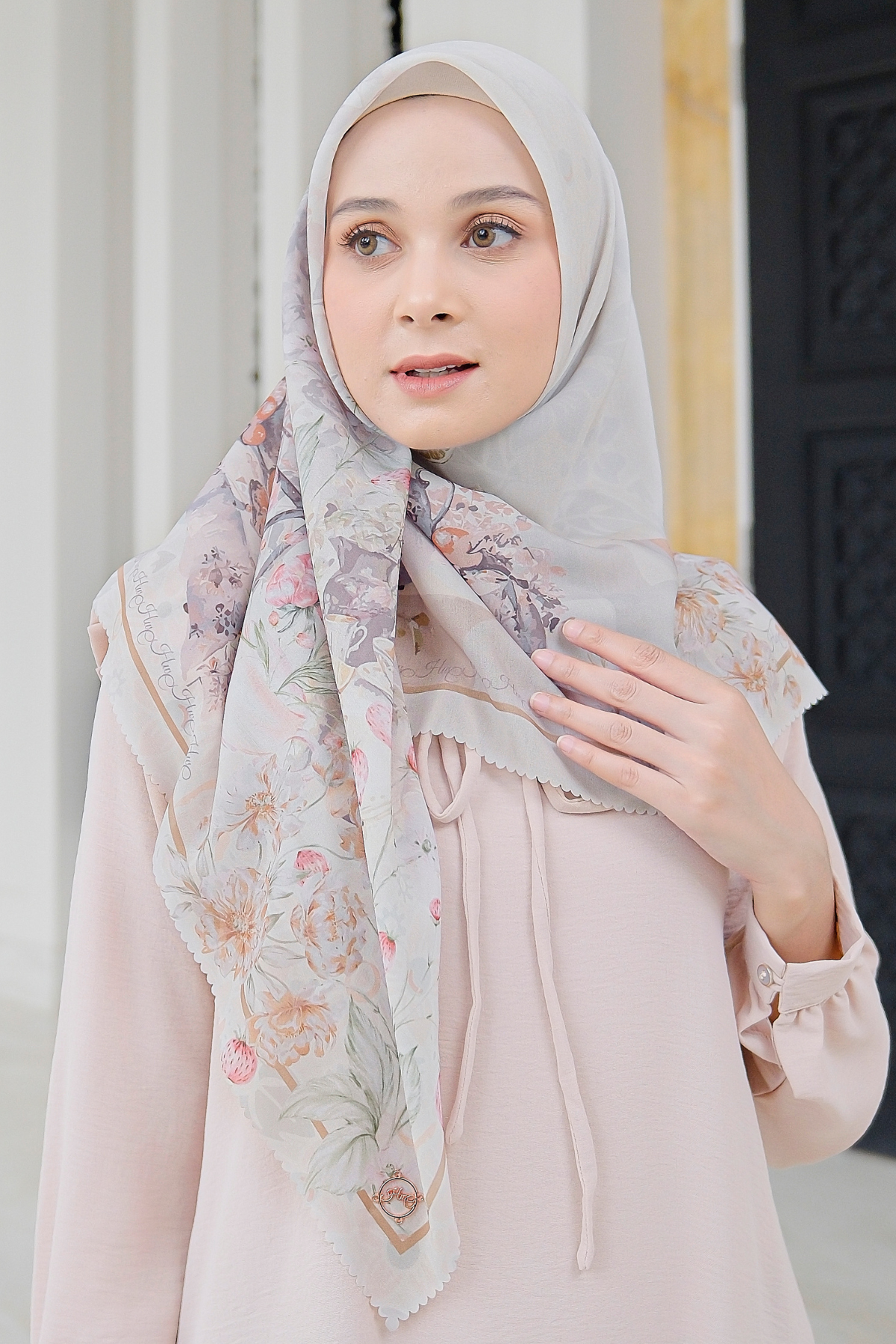 Camellia - Scarf Square British Voal | Gracious Cream - CL15.8