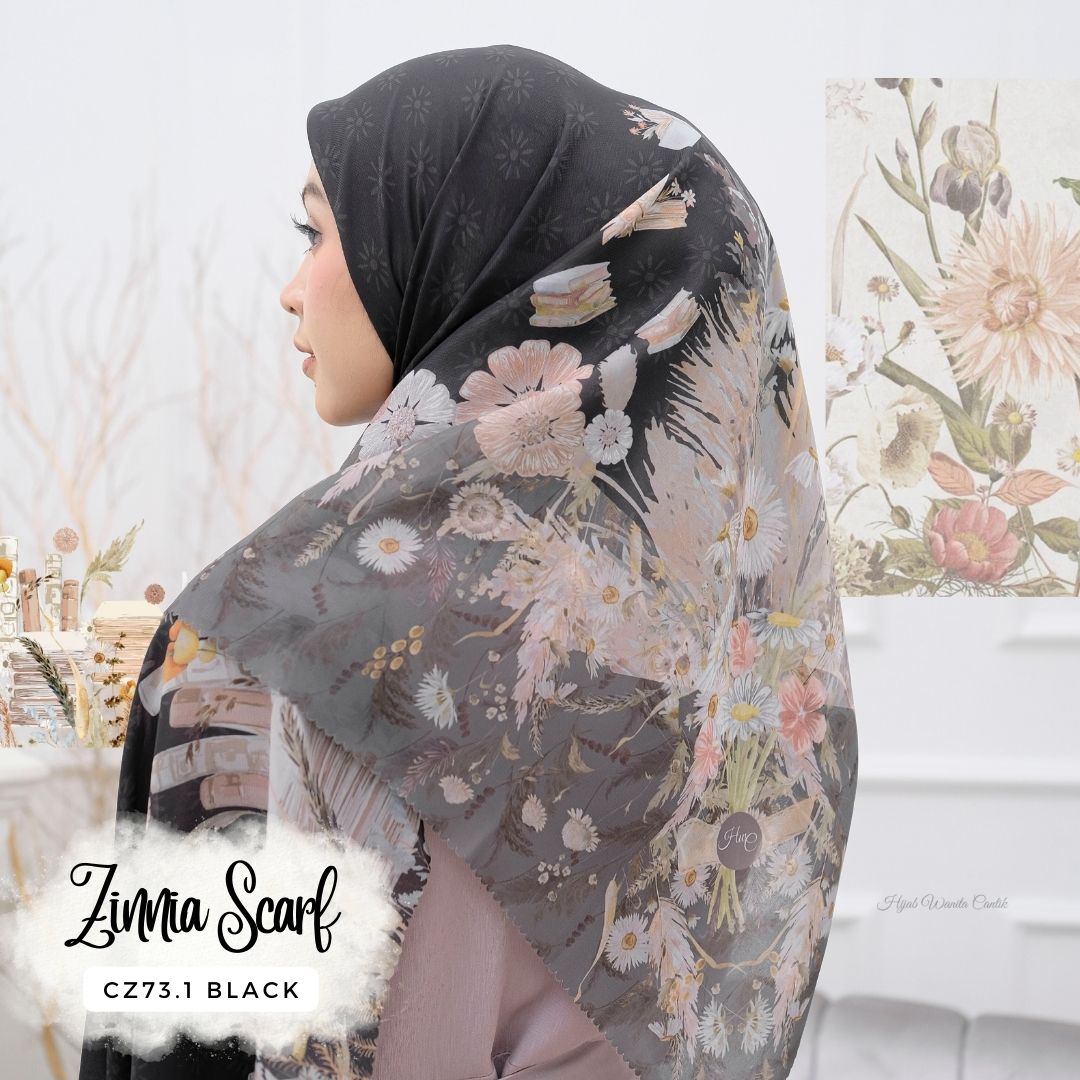 Zinnia - Scarf Square Premium Polycotton | Black - CZ73.1