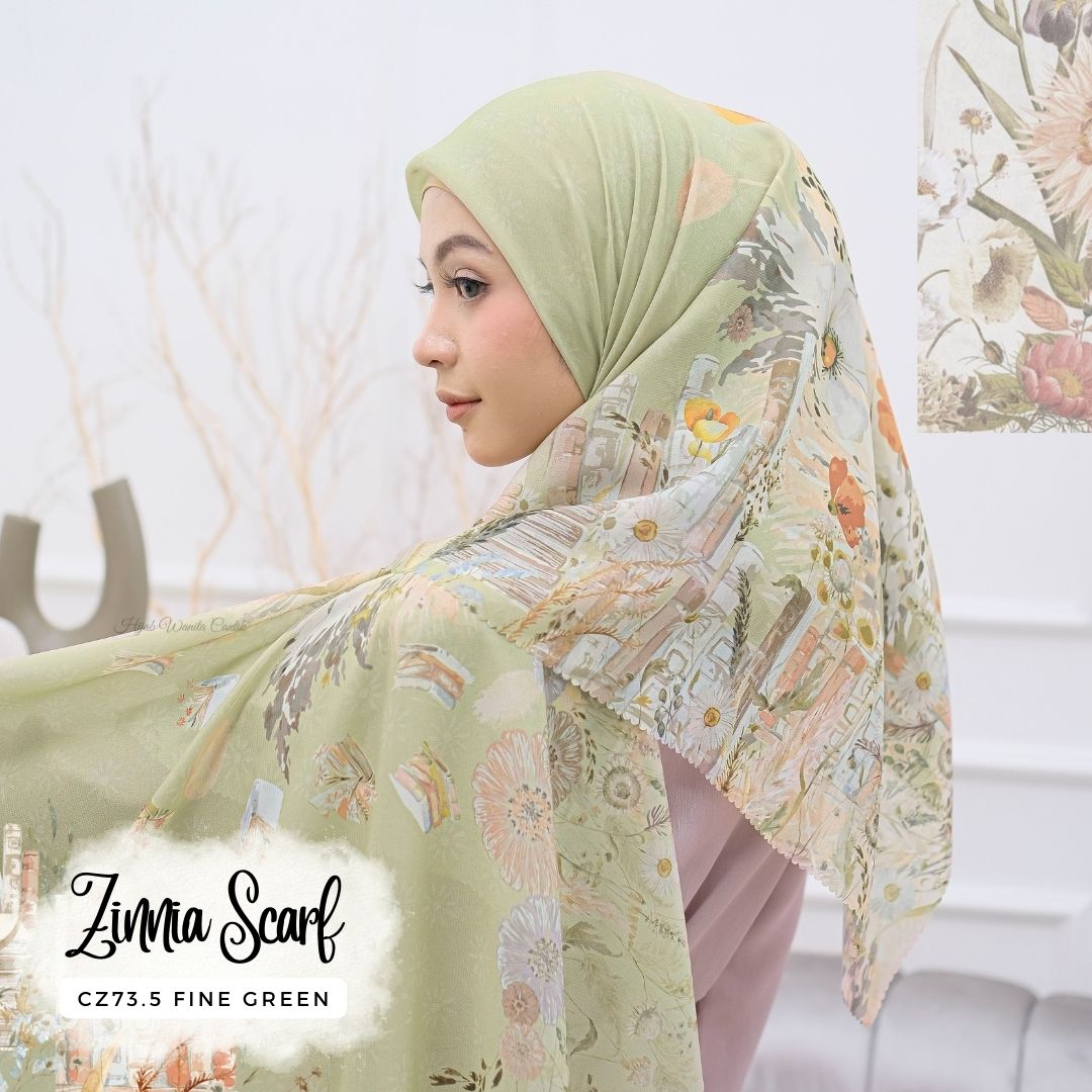 Zinnia - Scarf Square Premium Polycotton | Fine Green - CZ73.5