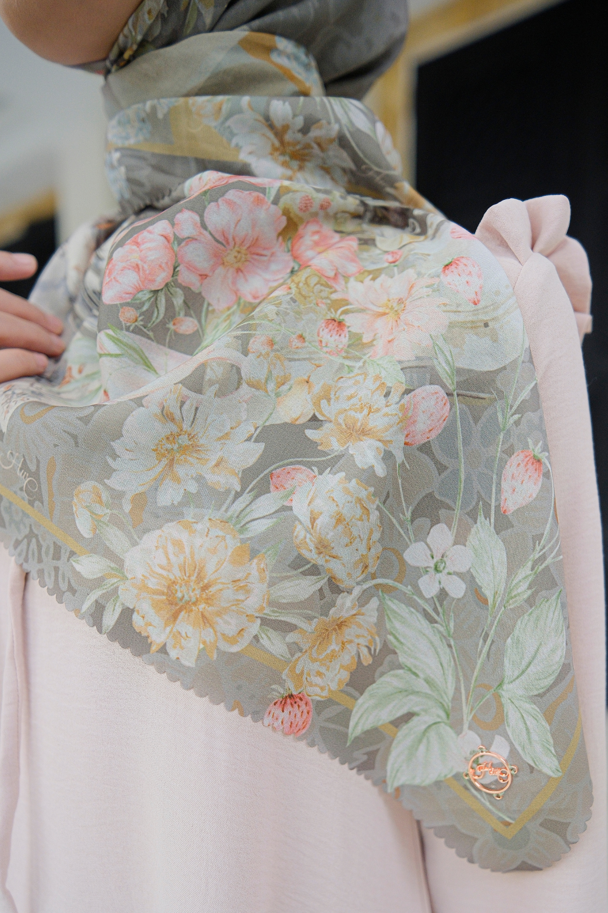 Camellia - Scarf Square British Voal | Charming Choco - CL15.2