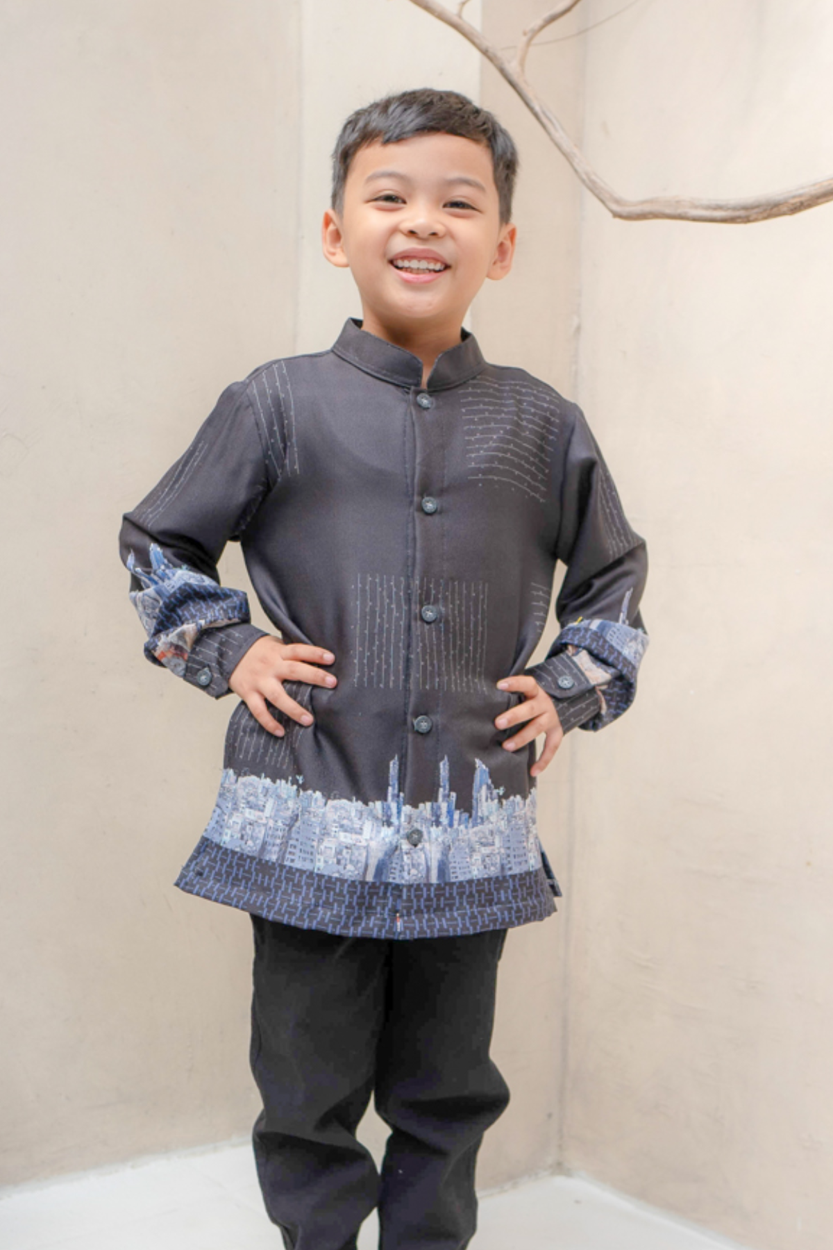 Riuh Kota Koko Boy Family Set | Sarimbit Lebaran - DK12.1 Black