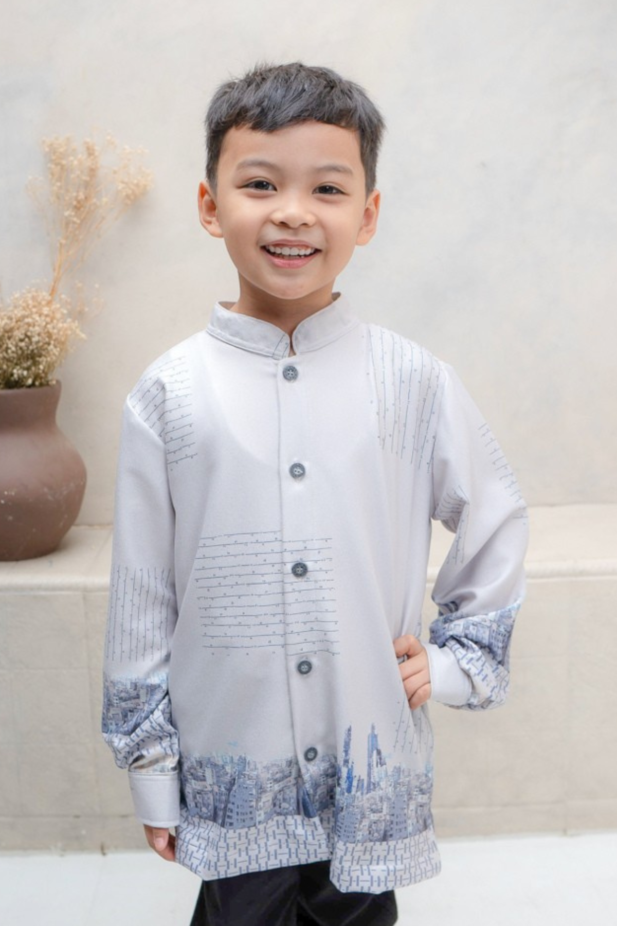 Riuh Kota Koko Boy Family Set | Sarimbit Lebaran - DK12.3 Grey