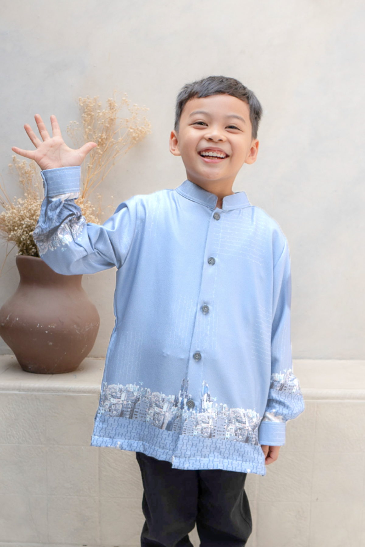 Riuh Kota Koko Boy Family Set | Sarimbit Lebaran - DK12.4 Soft Blue