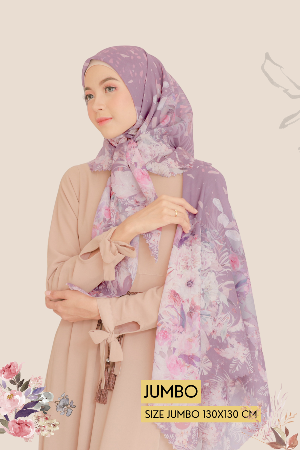 Emily JUMBO - Scarf Square Premium Polycotton XL | Mocca - EB28.7