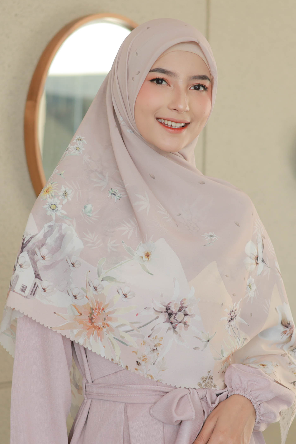Edelweiss JUMBO - Scarf Square Premium Polycotton XL - Pangrango Peach - EJ09.10