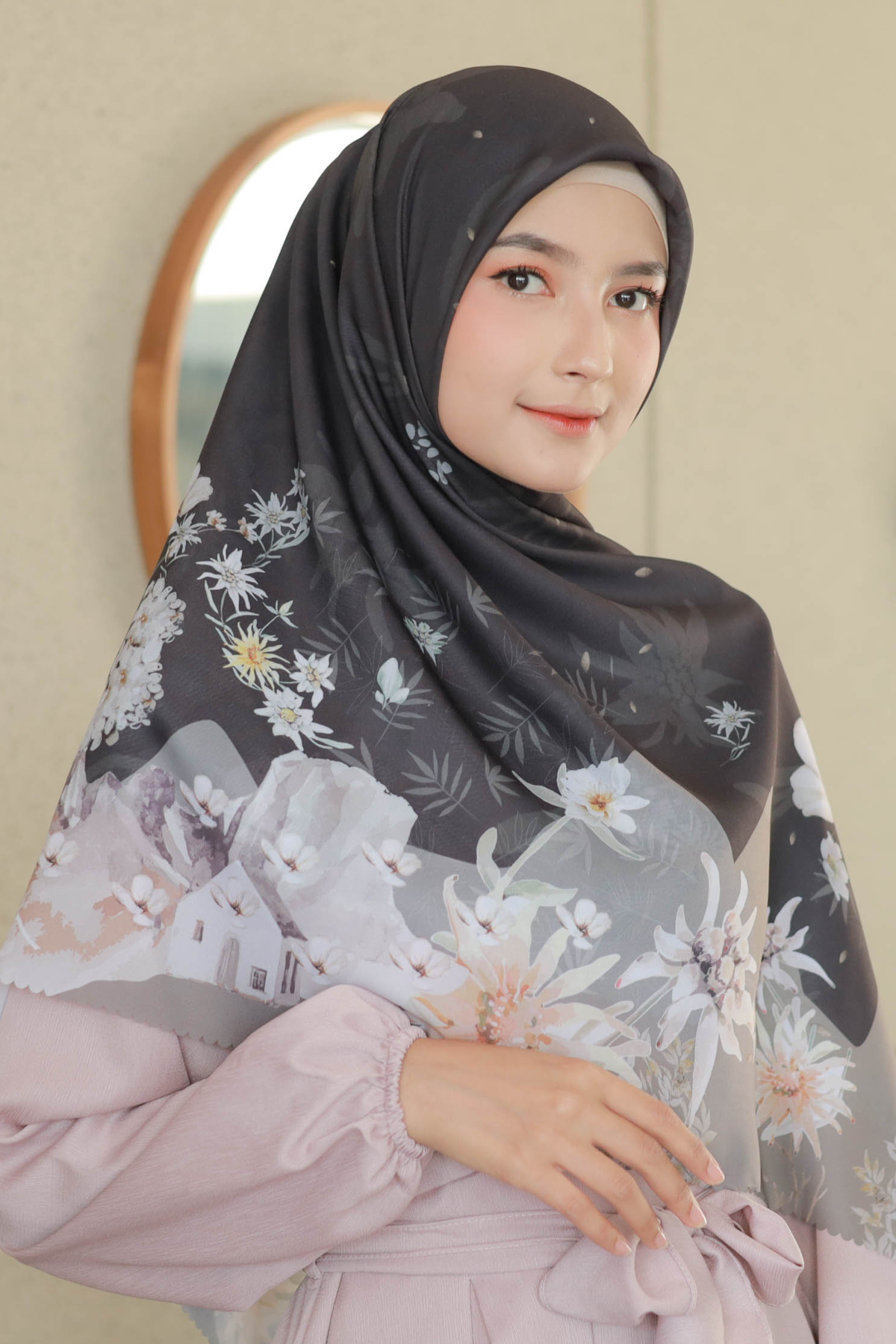 Edelweiss JUMBO - Scarf Square Premium Polycotton XL - Swiss Black - EJ09.1