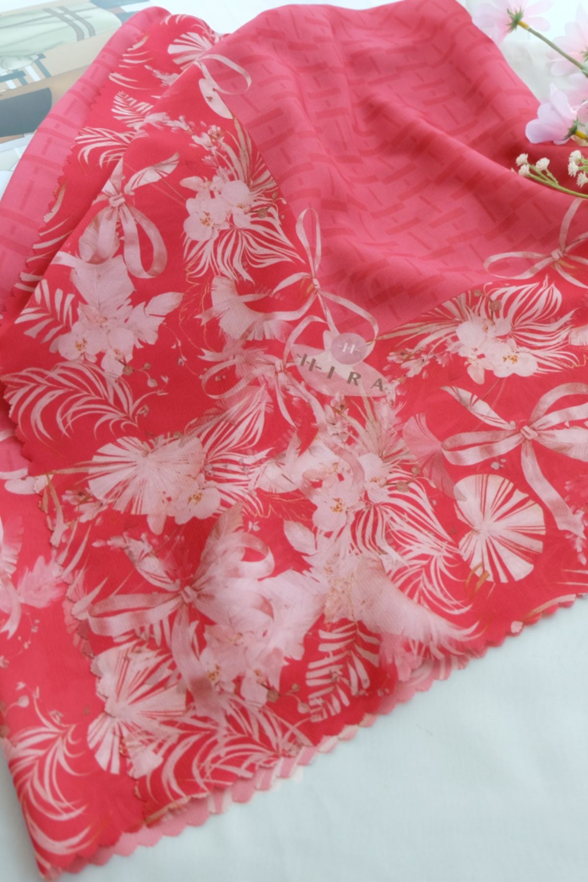 Emily - Scarf Square Premium Polycotton | MONO RED - EM28.45