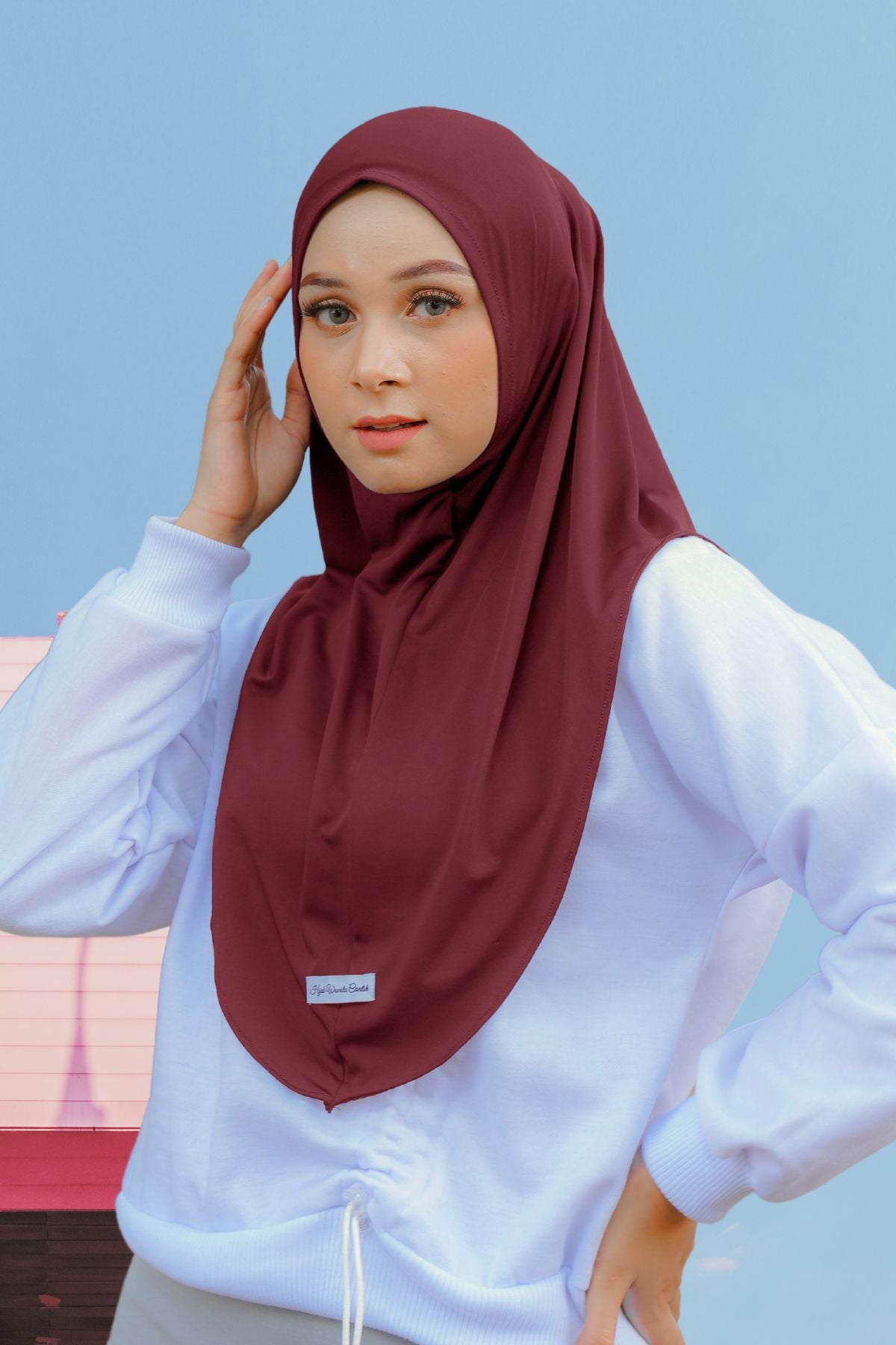 Instan Jennie Sporty Hijab - HLS1.13 Maroon