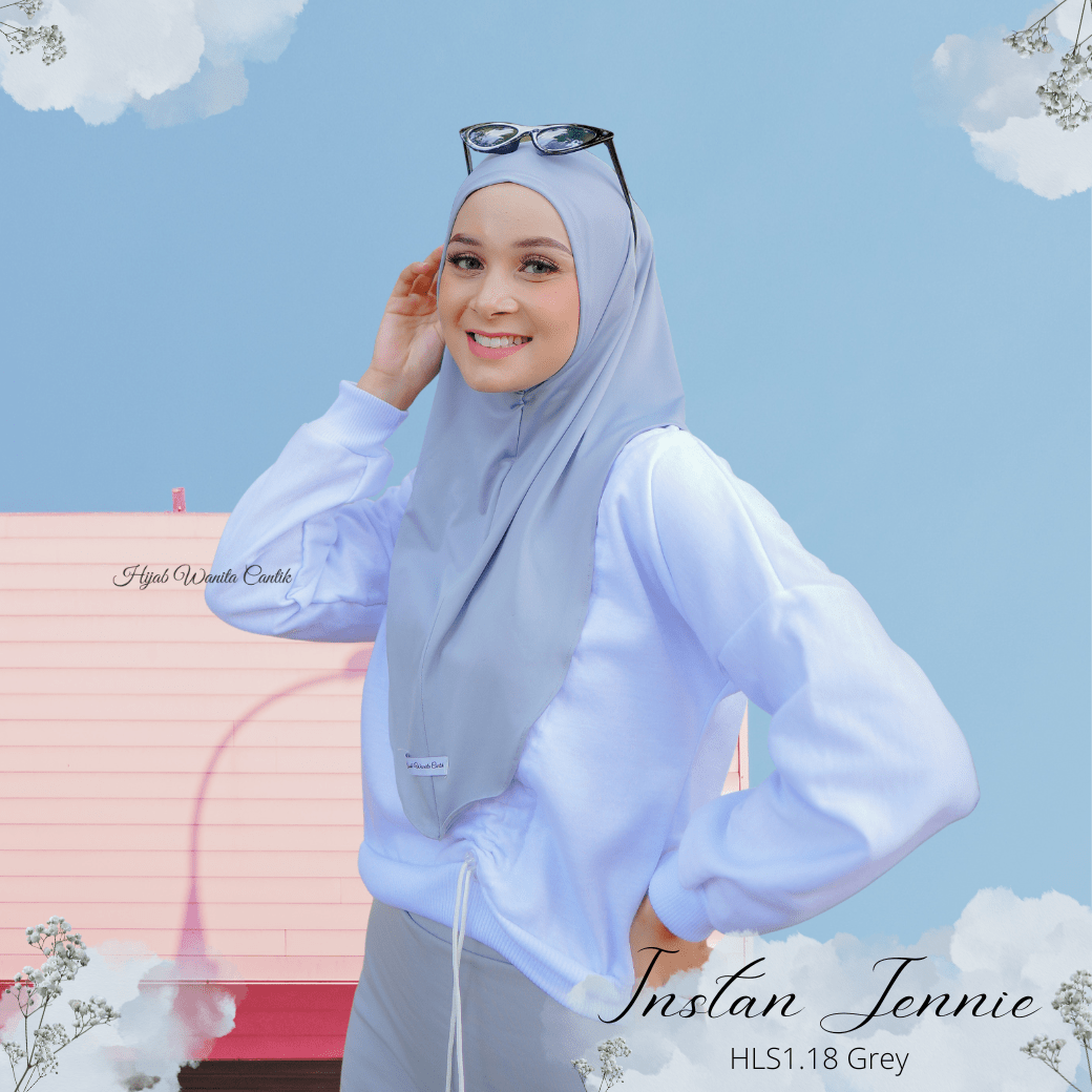 Instan Jennie Sporty Hijab - HLS1.18 Grey
