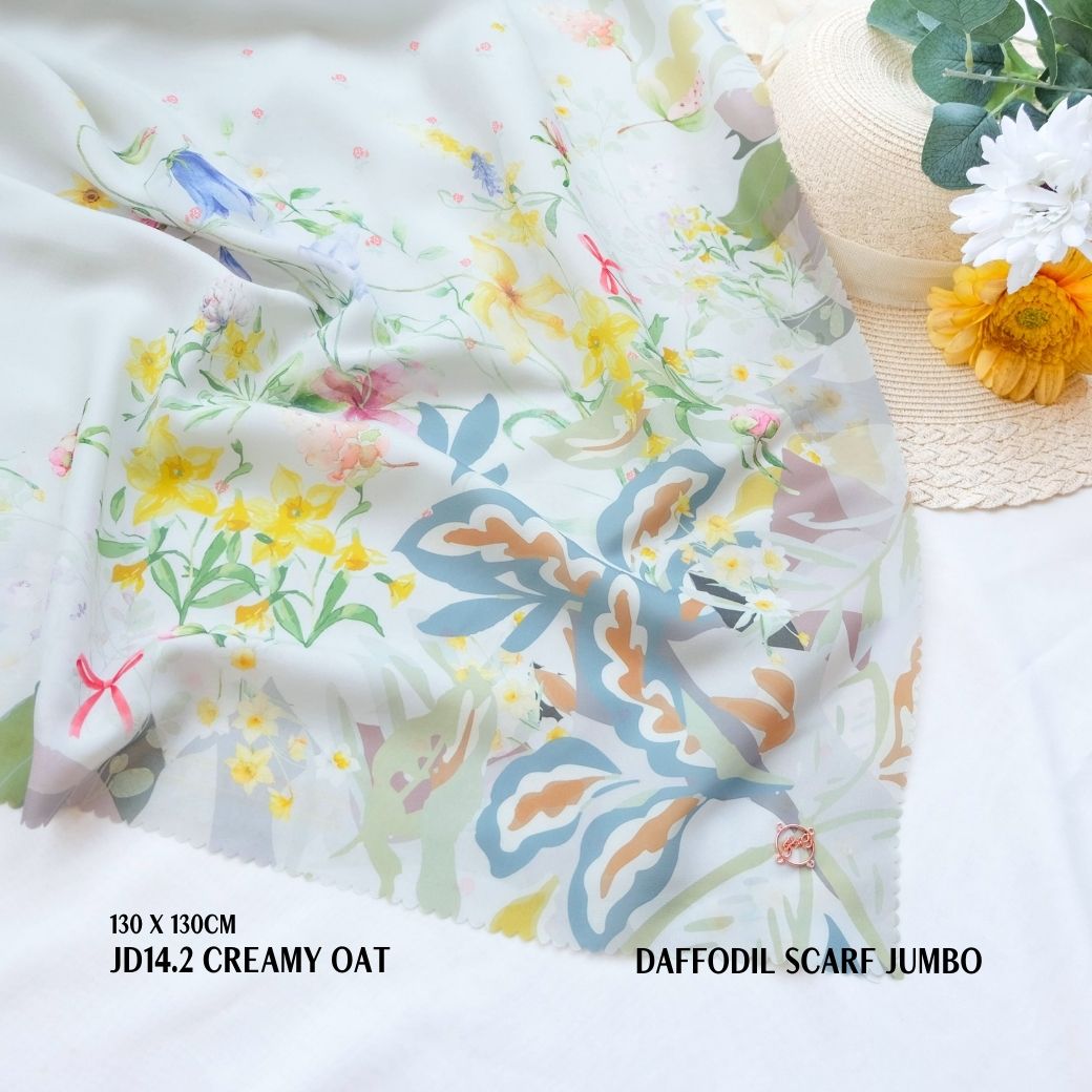 Daffodil - Scarf Square Premium Polycotton XL - Creamy Oat - JD14.2