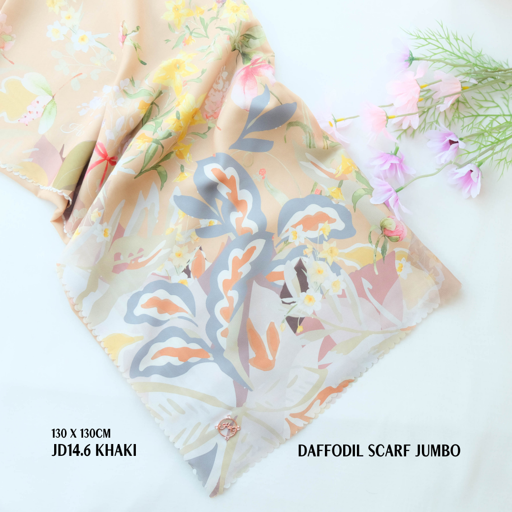 Daffodil - Scarf Square Premium Polycotton XL - Khaki - JD14.6