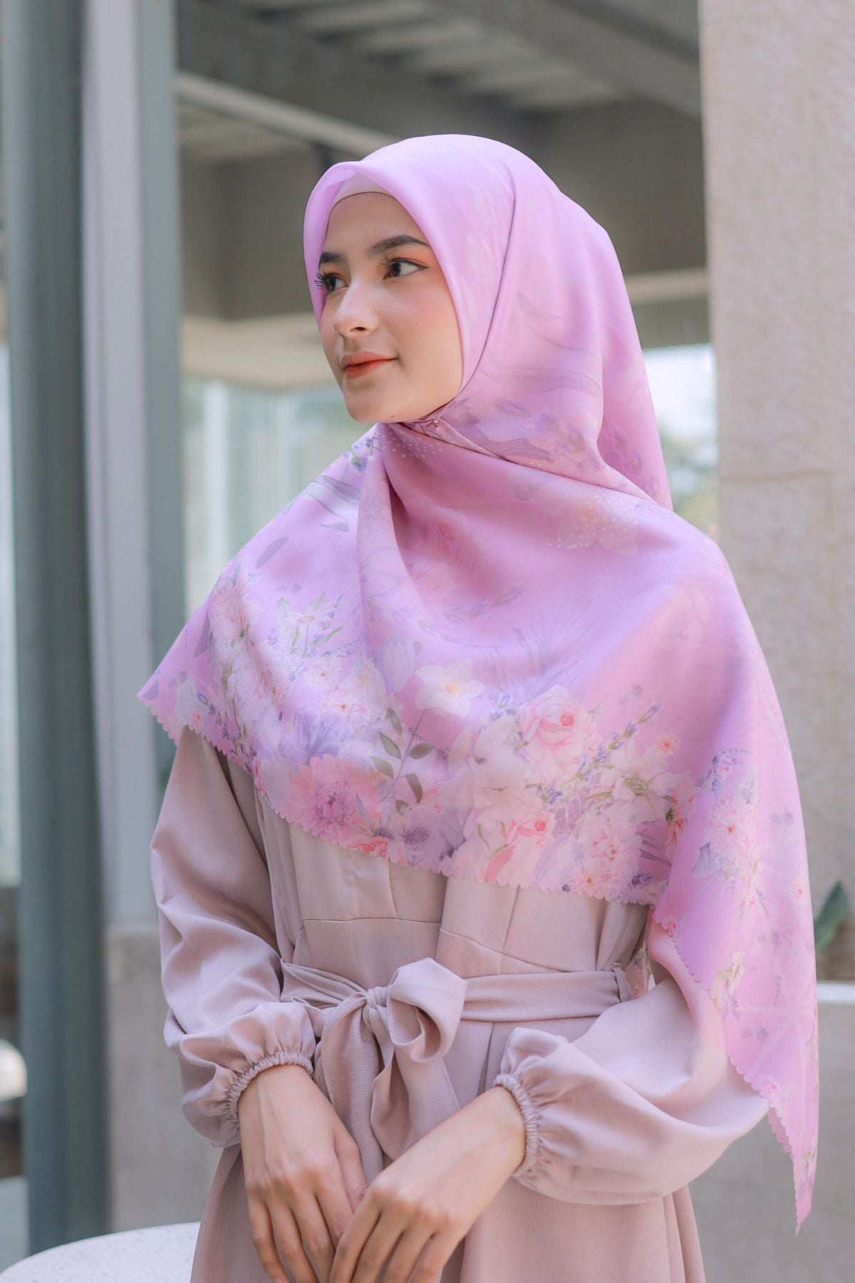 Dahlia - Scarf Square Premium Polycotton XL | Purple Pink - JH97.11