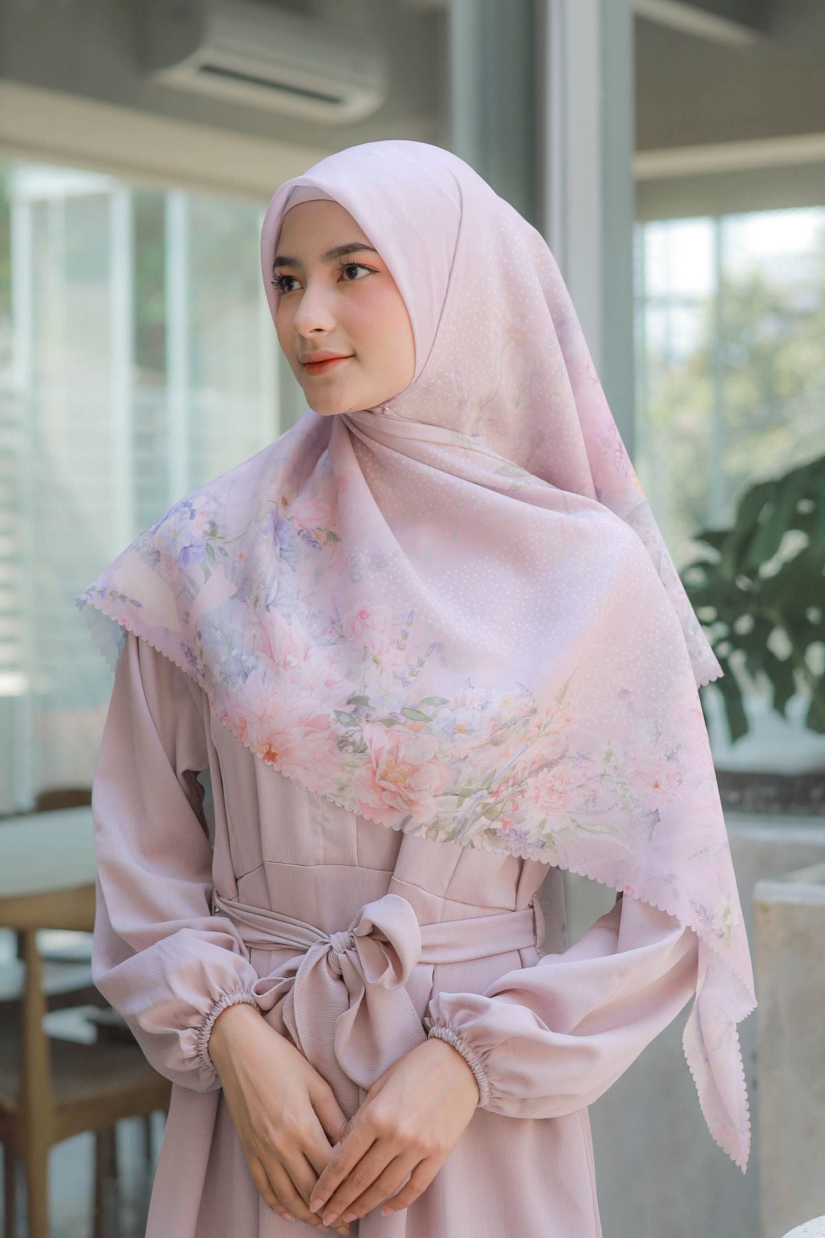 Dahlia - Scarf Square Premium Polycotton XL | Silky Pink - JH97.13