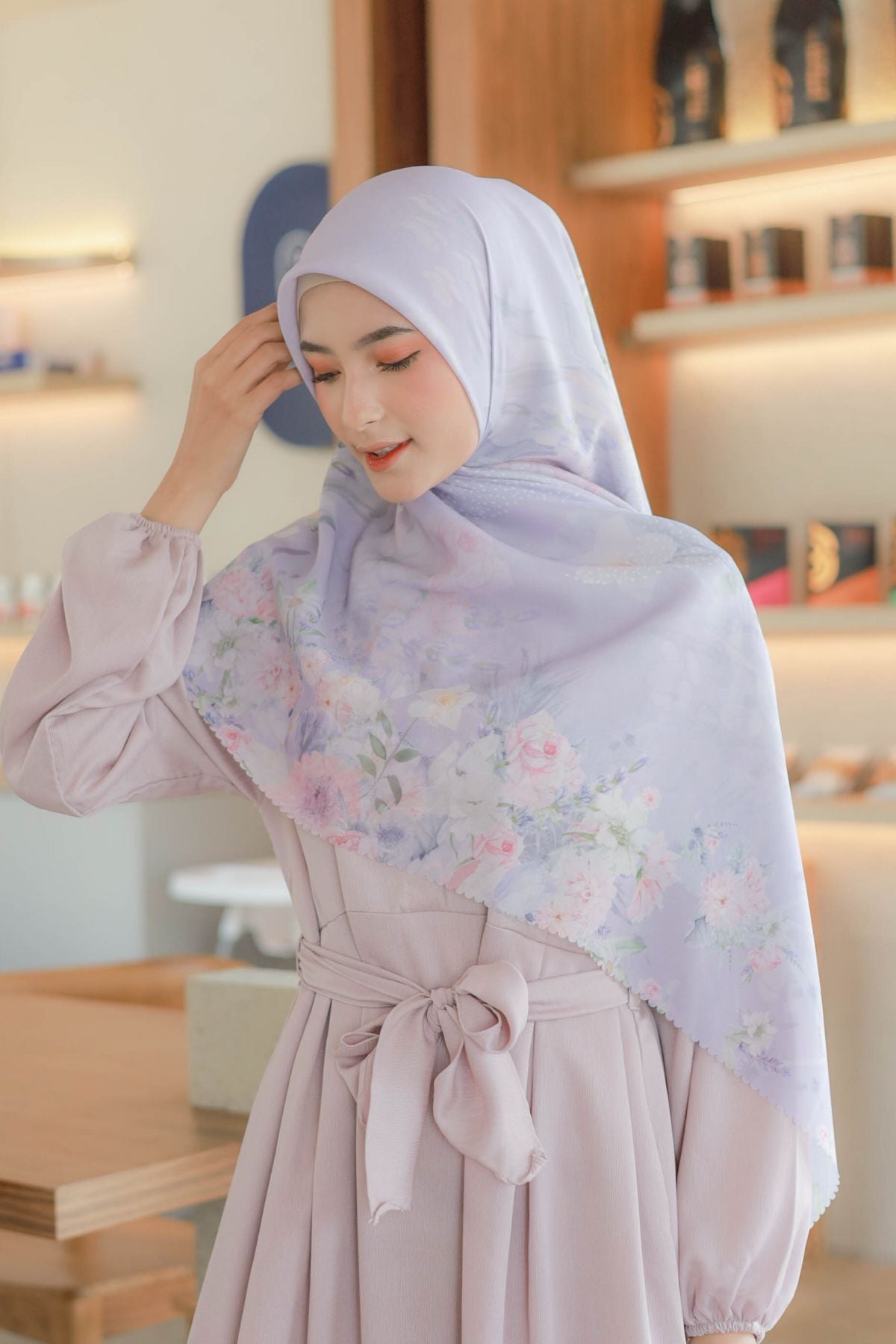 Dahlia - Scarf Square Premium Polycotton XL | Lilac - JH97.6