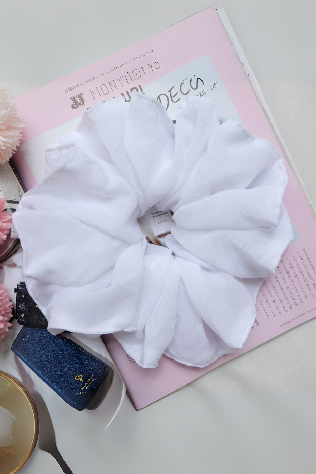 Scrunchie Hijab Poly voal Ikat Rambut Anti Pusing KCZ1.9 Real White