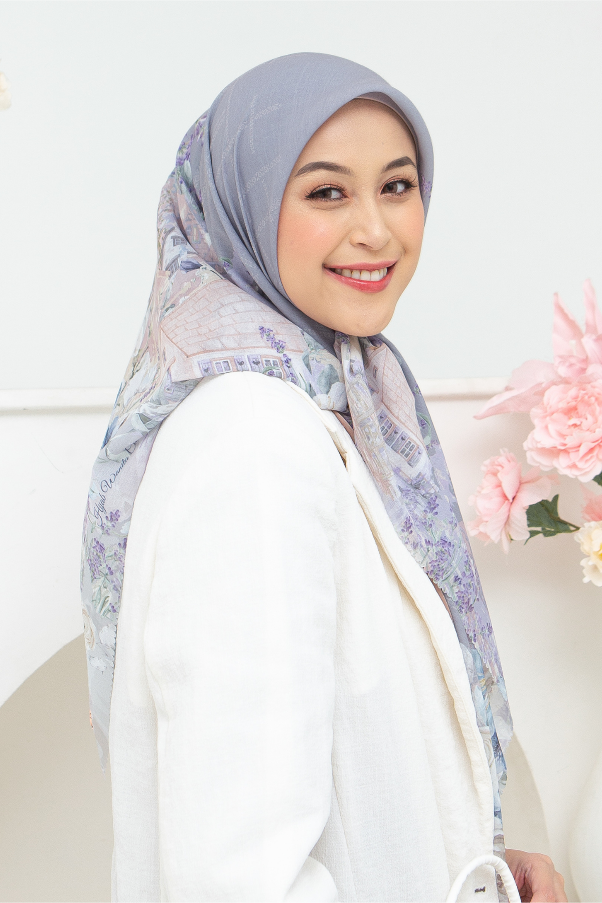 Lavender - Scarf Square British Voal | Silver - LV57.12