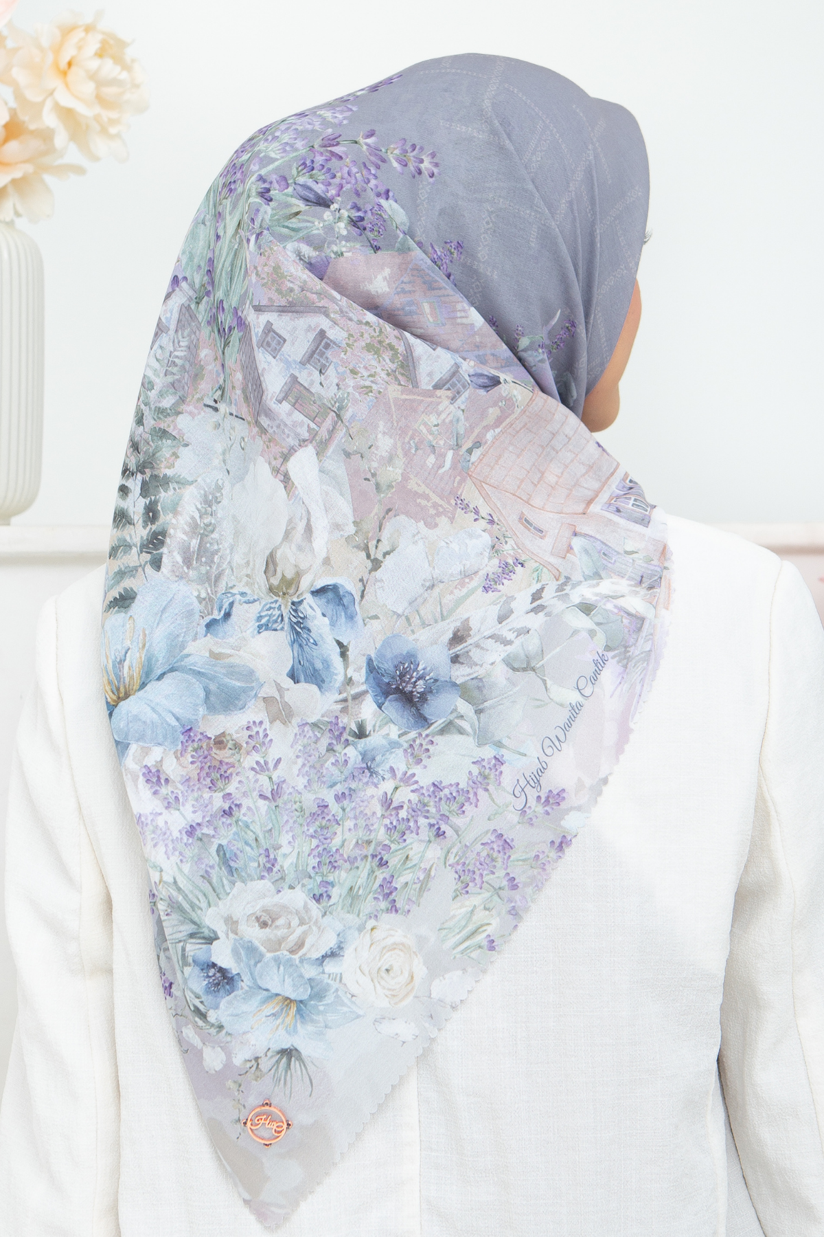 Lavender - Scarf Square British Voal | Silver - LV57.12