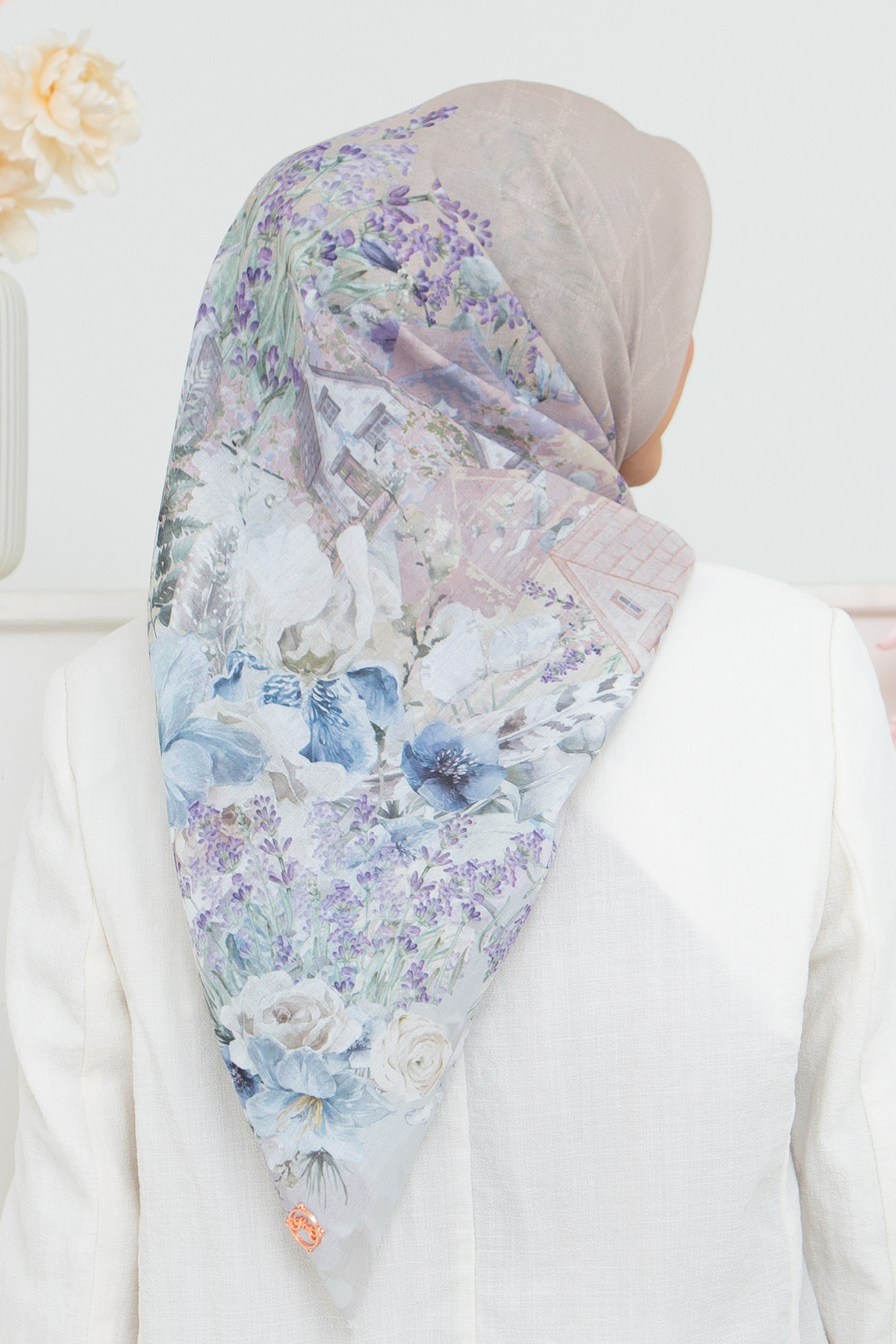 Lavender - Scarf Square British Voal | Almond - LV57.1