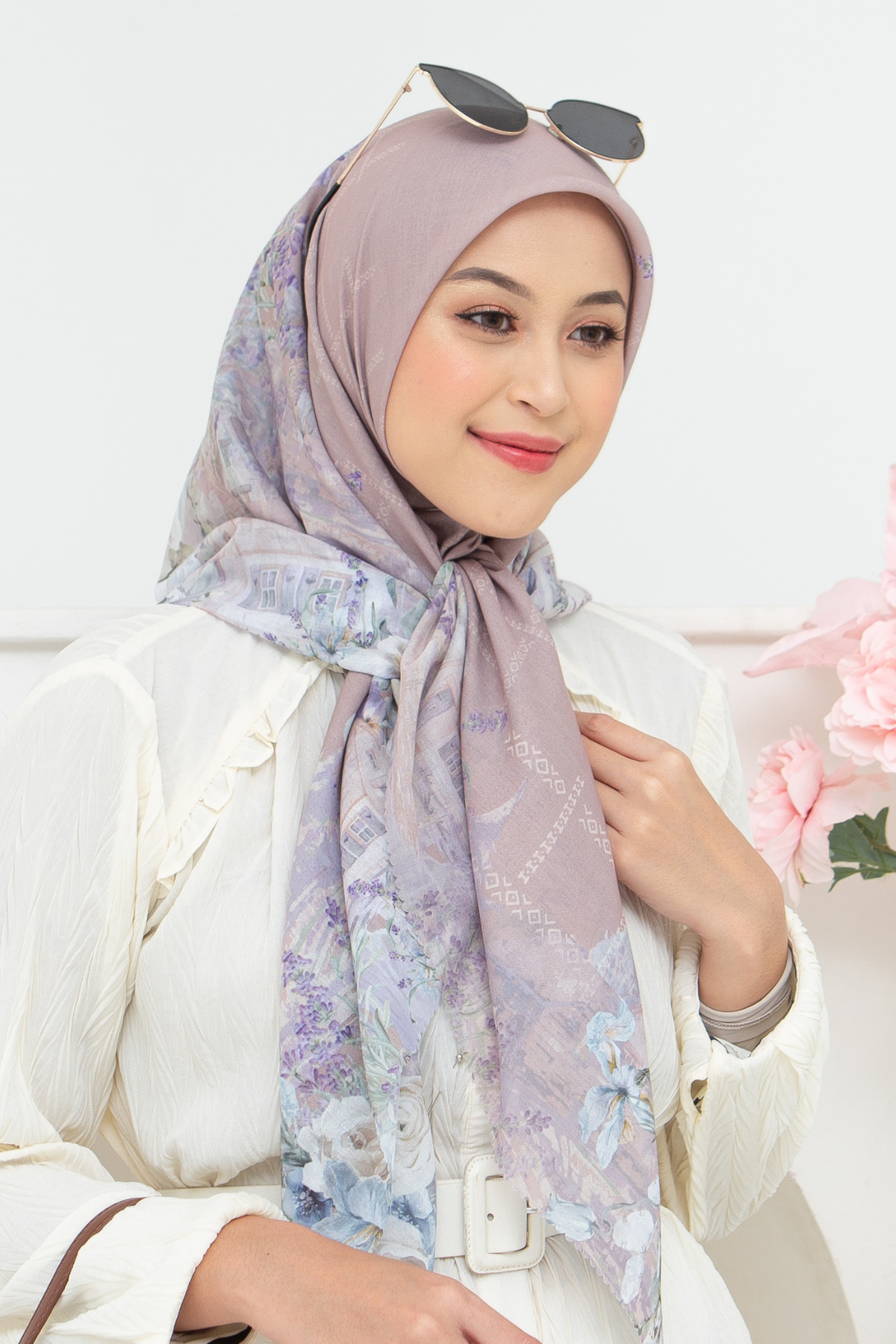 Lavender - Scarf Square British Voal | Mocca - LV57.7