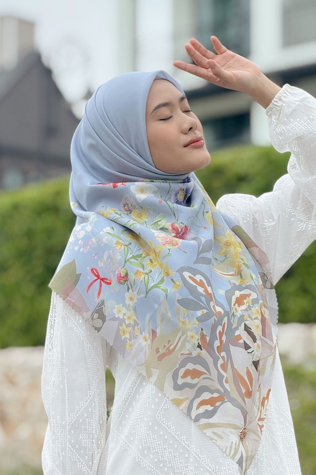 Daffodil - Scarf Square Premium Polycotton XL - Light Blue - JD14.7