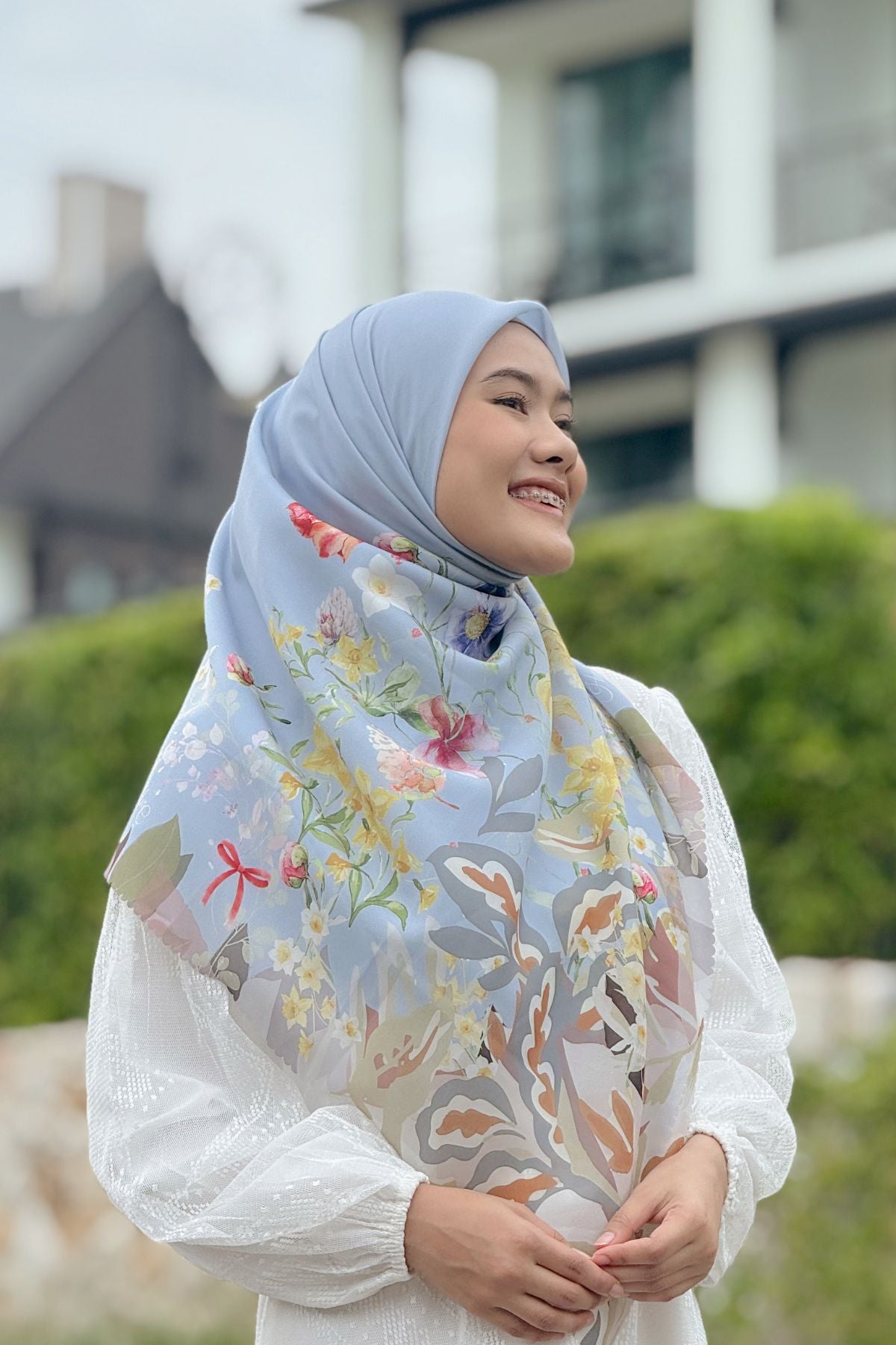 Daffodil - Scarf Square Premium Polycotton XL - Light Blue - JD14.7