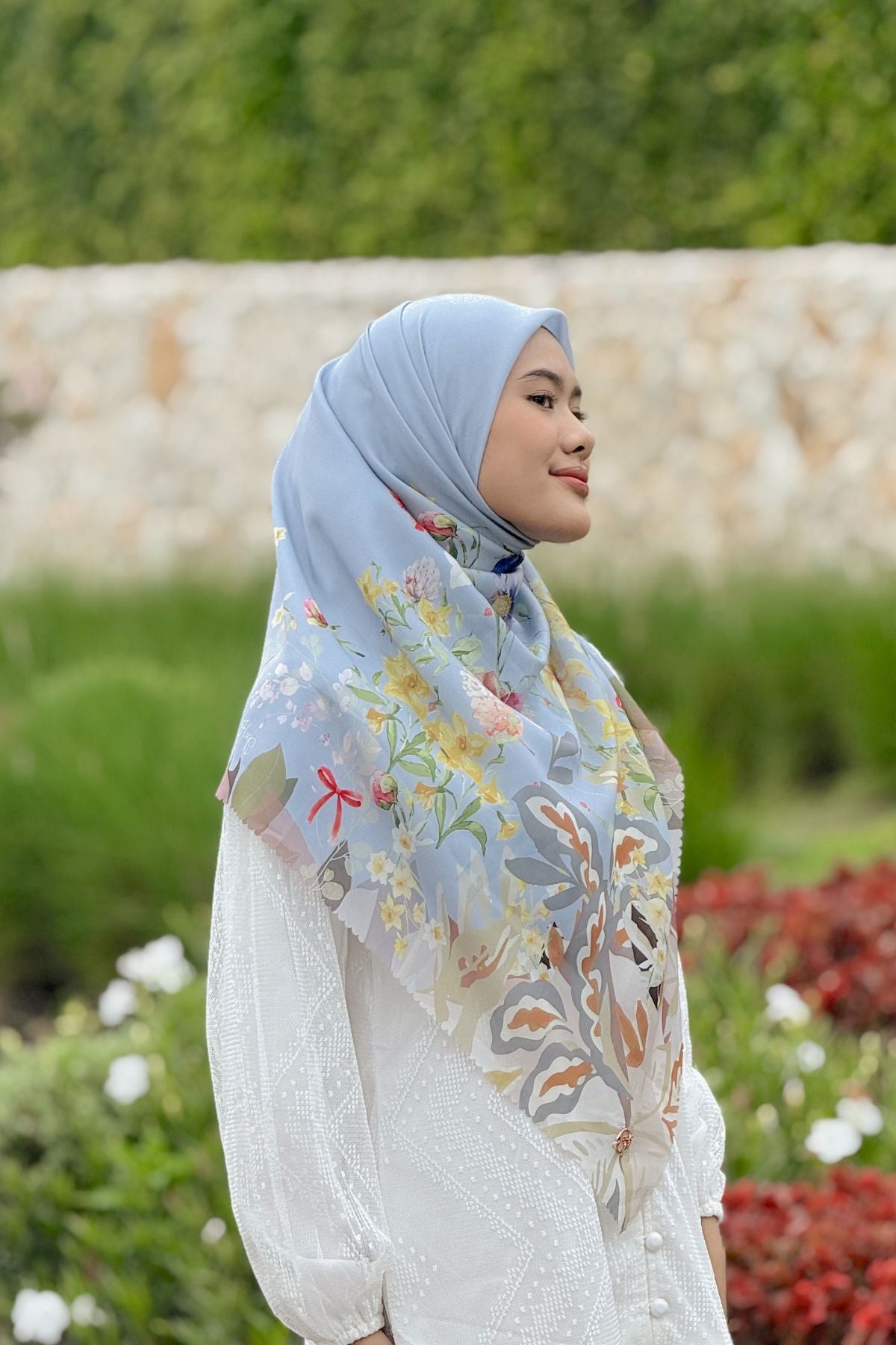 Daffodil - Scarf Square Premium Polycotton XL - Light Blue - JD14.7