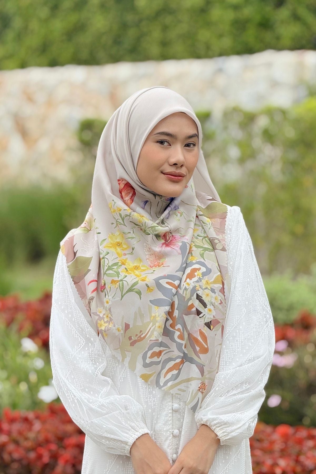 Daffodil - Scarf Square Premium Polycotton XL - Mocca - JD14.9