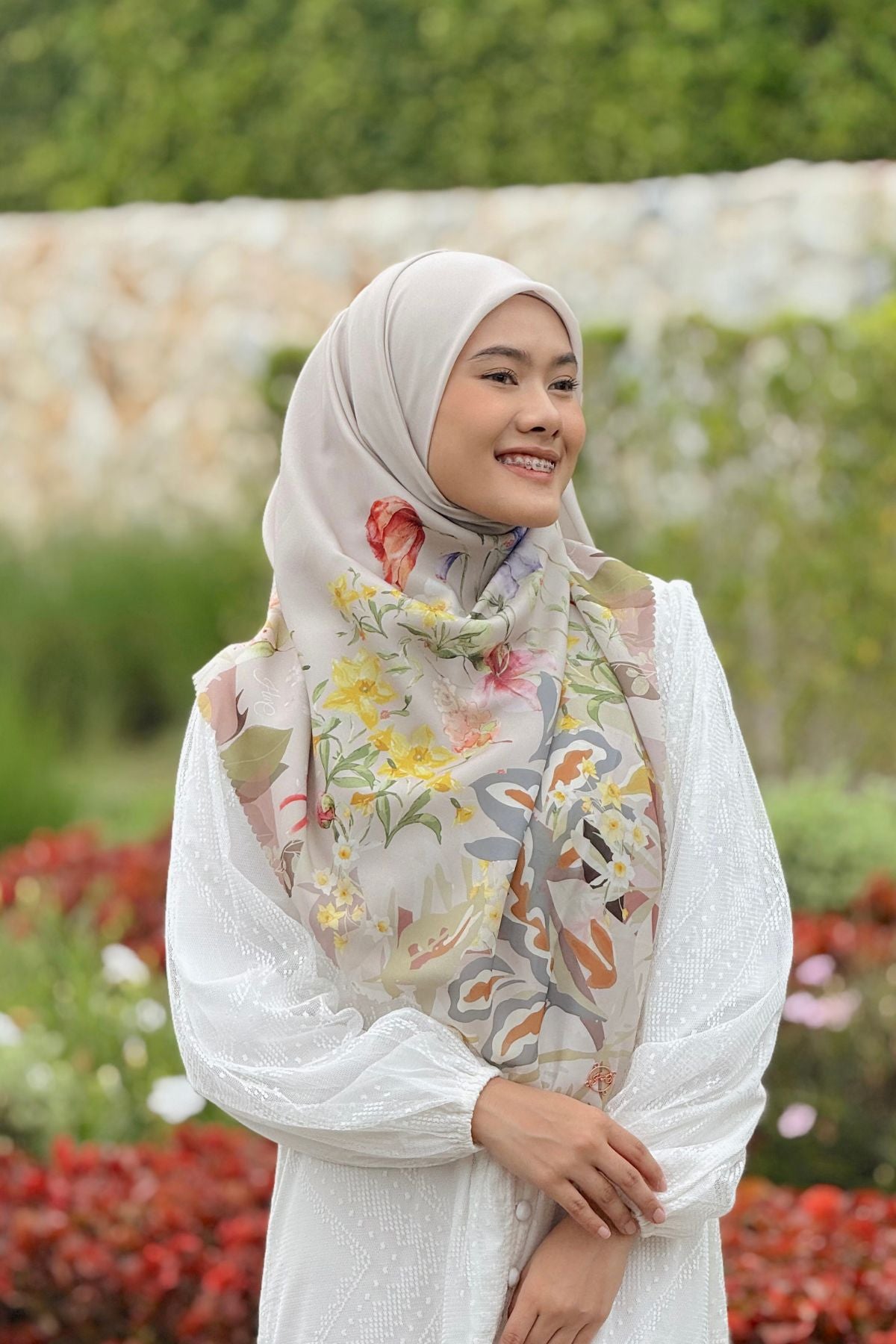 Daffodil - Scarf Square Premium Polycotton XL - Mocca - JD14.9