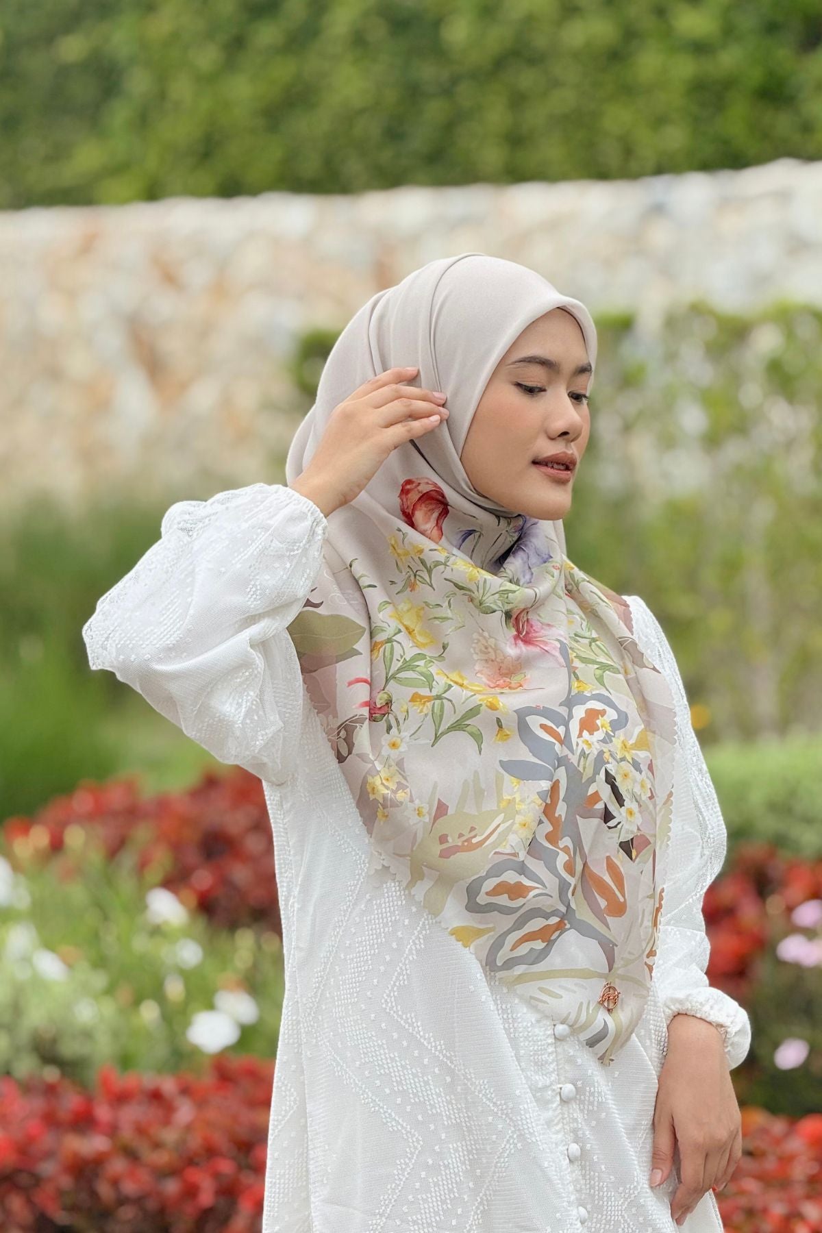 Daffodil - Scarf Square Premium Polycotton XL - Mocca - JD14.9