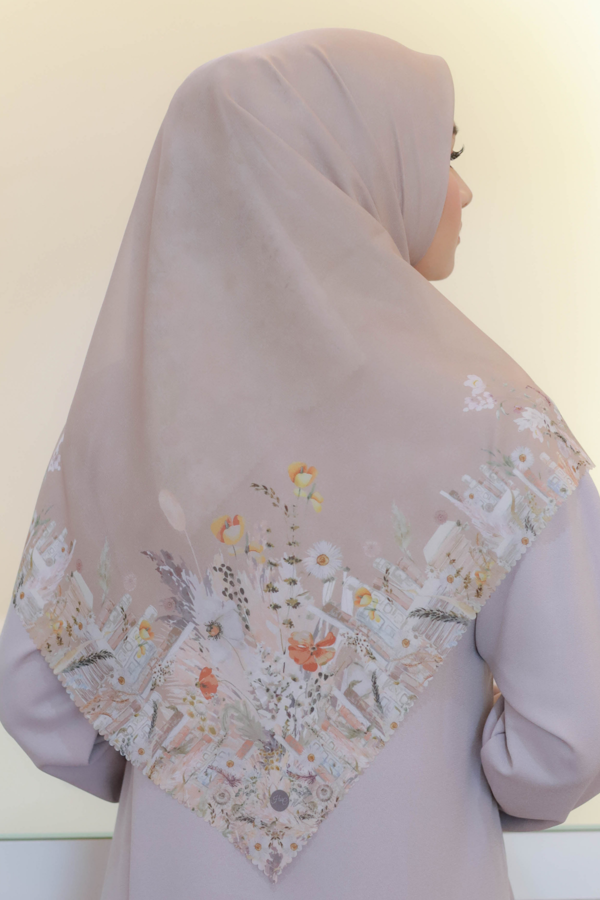 Zinnia Mini - Scarf Square Premium Polycotton | Khaki - NK73.9