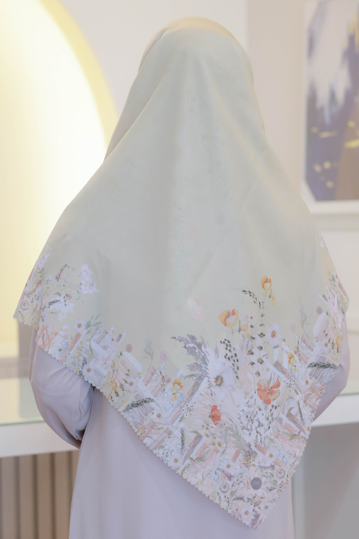 Zinnia JUMBO Mini Pattern - Scarf Square Premium Polycotton XL | Yellow Cream - NM73.10