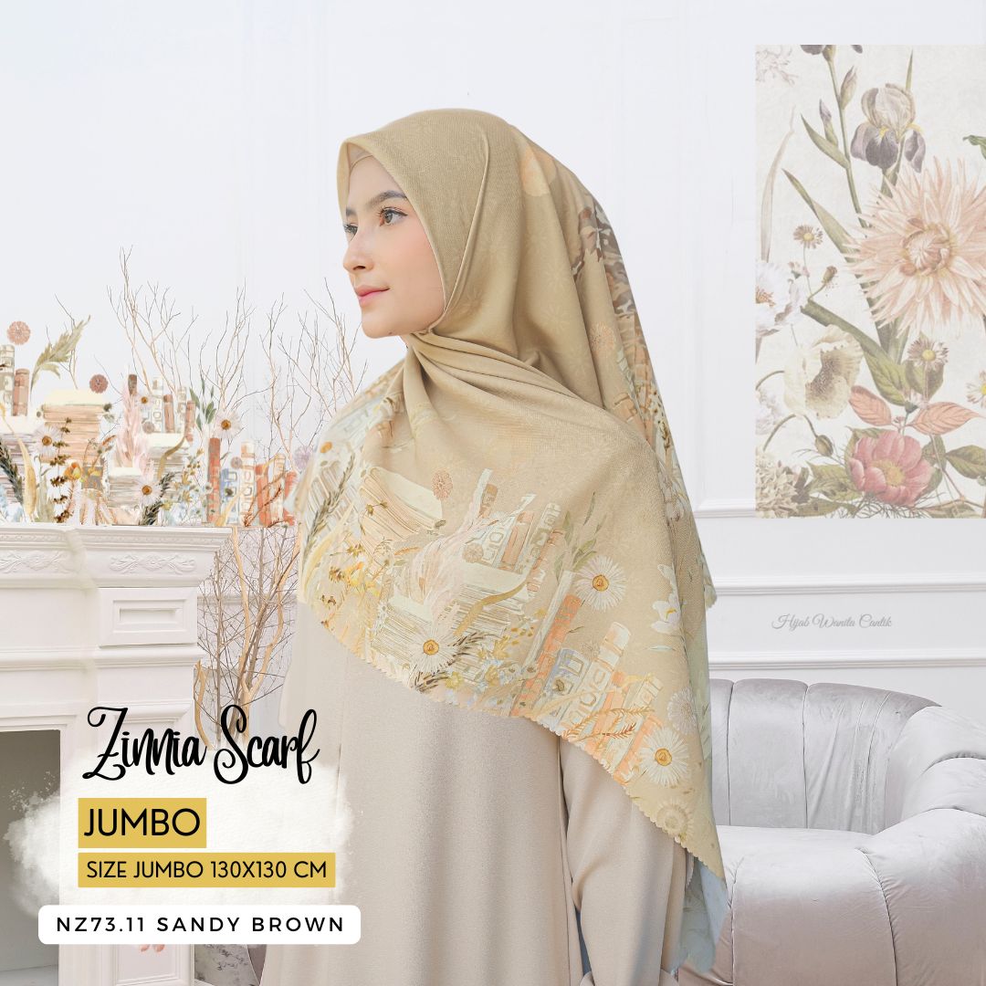 Zinnia JUMBO - Scarf Square Premium Polycotton XL | Sandy Brown - NZ73.11