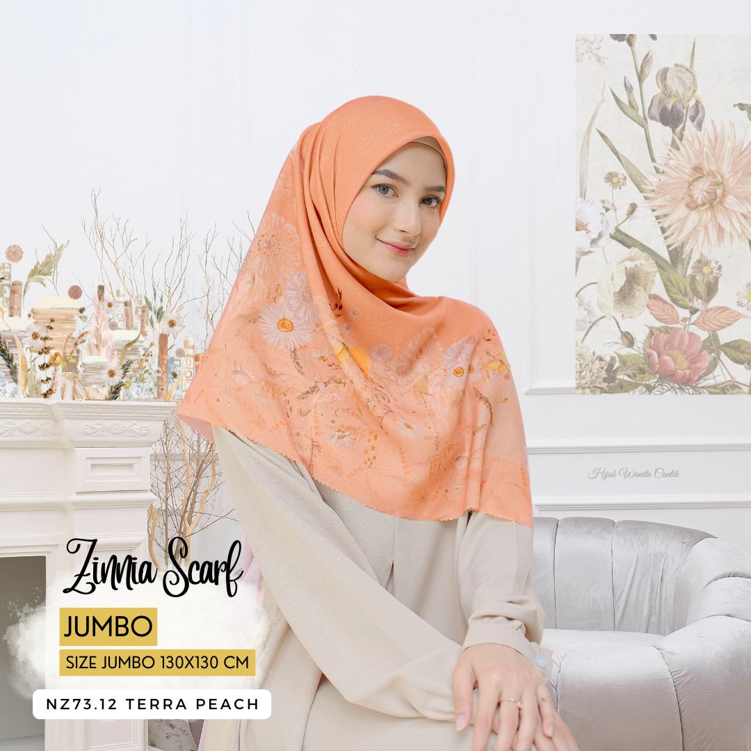 Zinnia JUMBO- Scarf Square Premium Polycotton XL | Terra Peach - NZ73.12