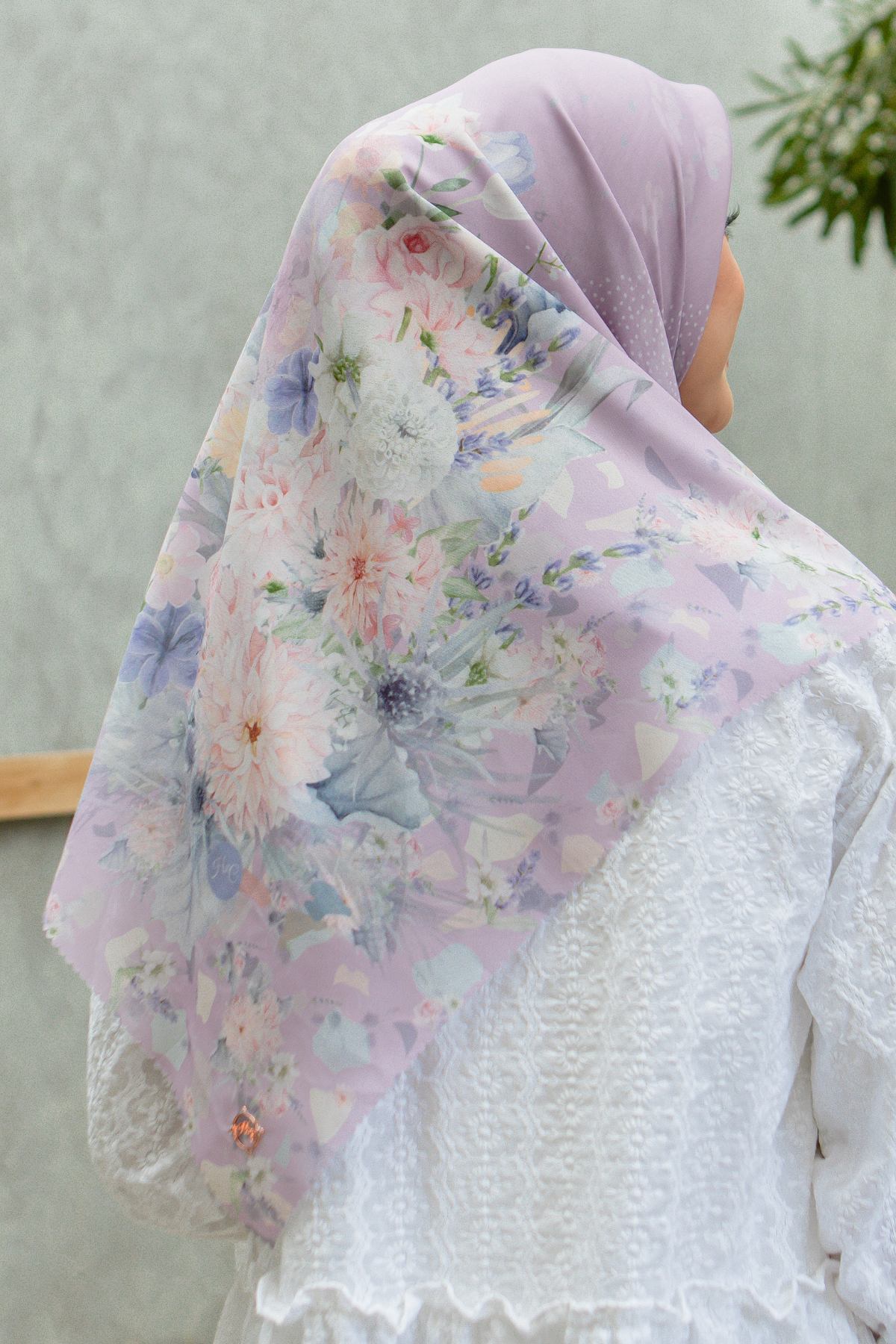 Dahlia - Scarf Square British Voal | Purple Pink - LIA7.11