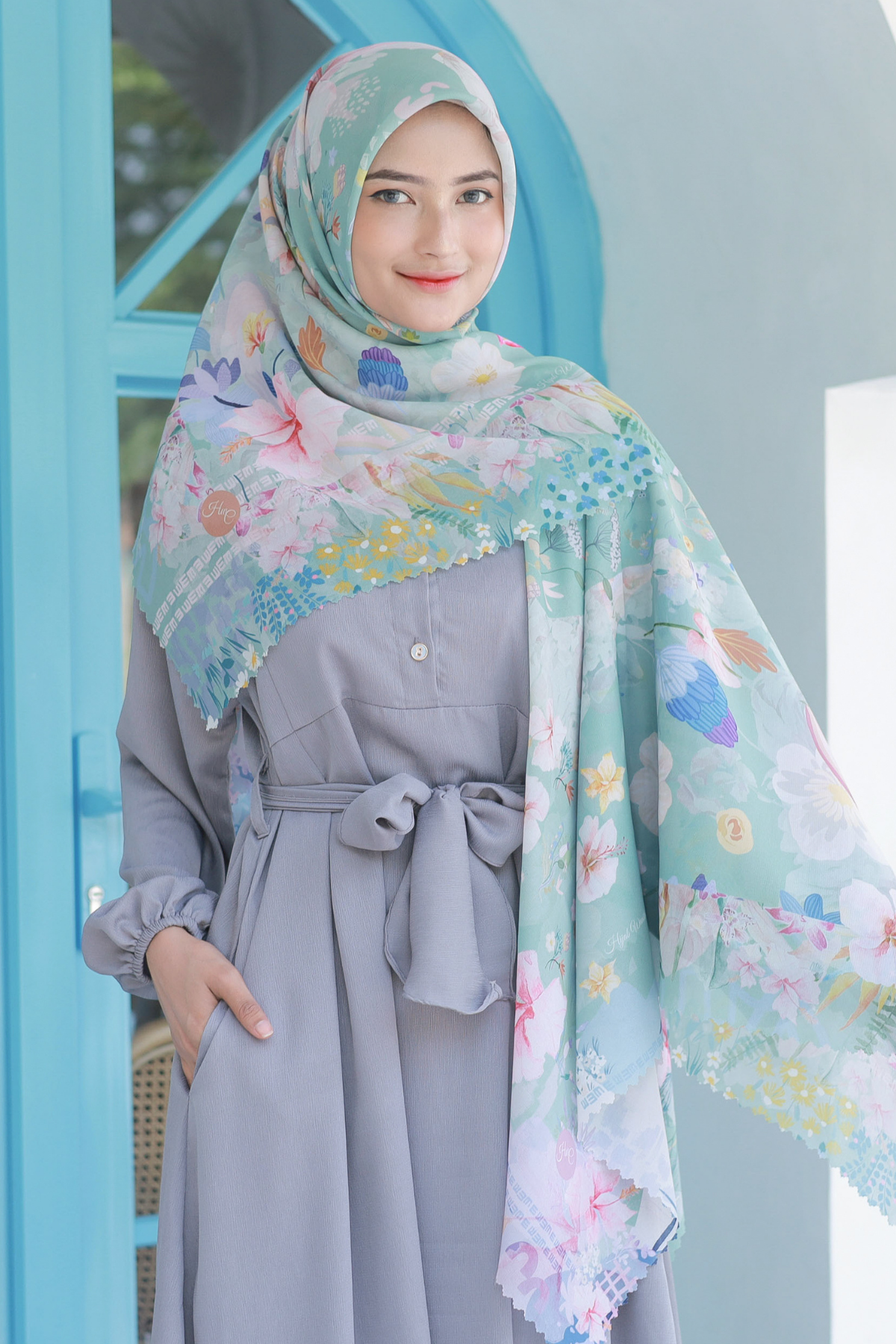 Hibi - Scarf Square Premium Polycotton - Sage - SH94.8