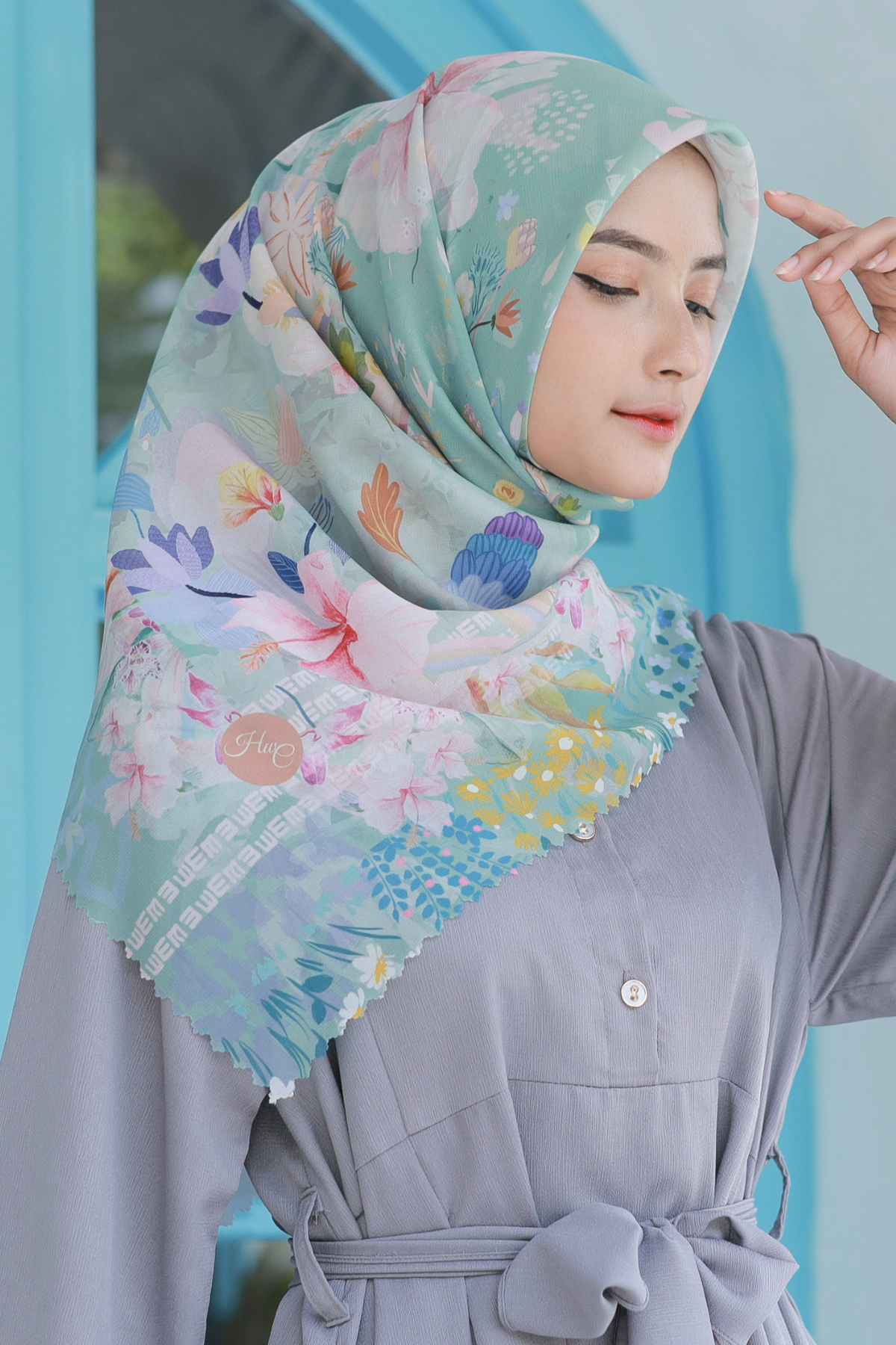 Hibi - Scarf Square Premium Polycotton - Sage - SH94.8