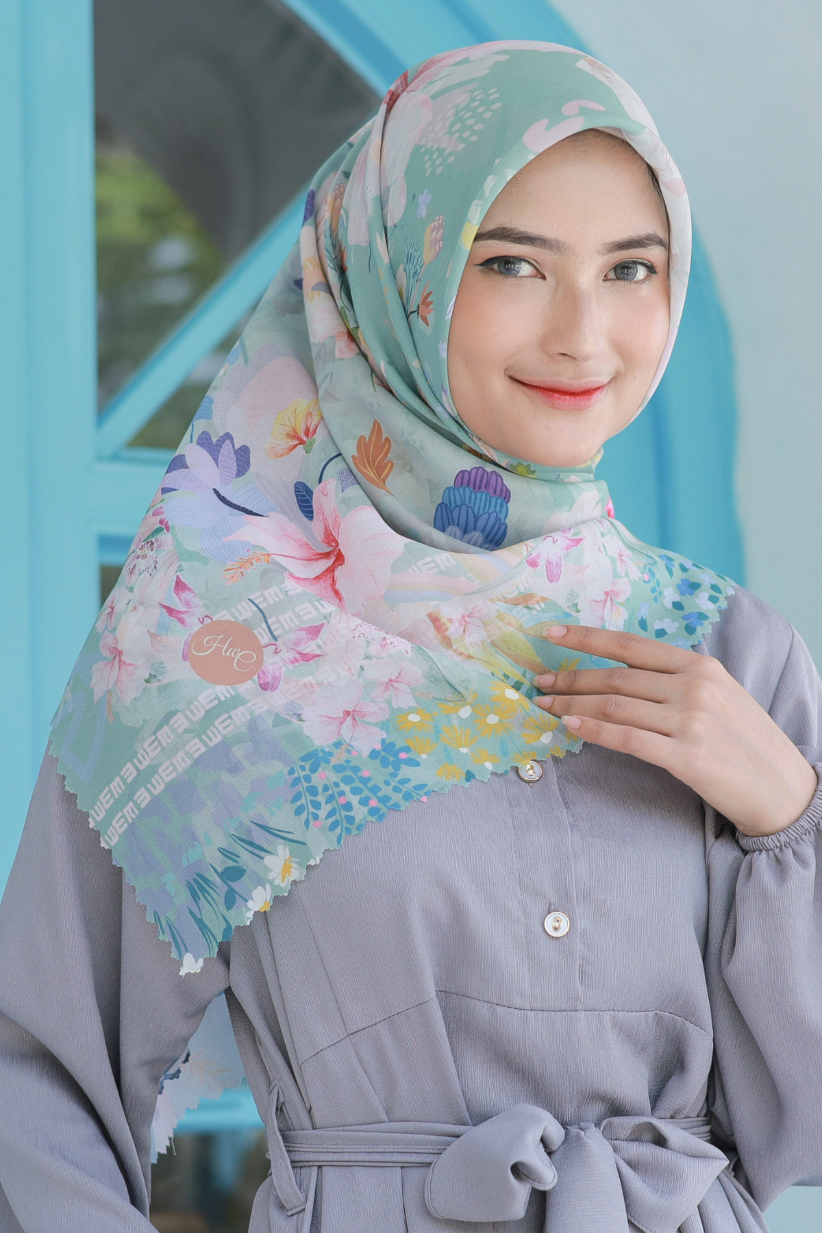 Hibi - Scarf Square Premium Polycotton - Sage - SH94.8