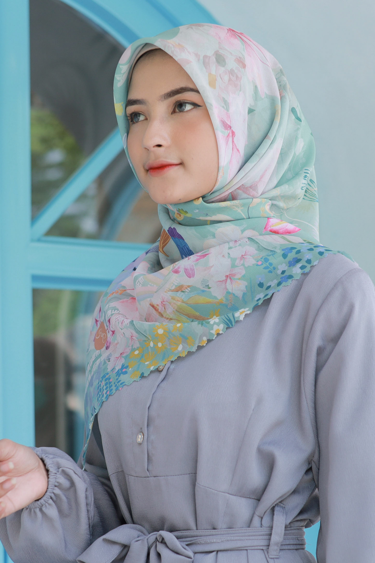 Hibi - Scarf Square Premium Polycotton - Sage - SH94.8