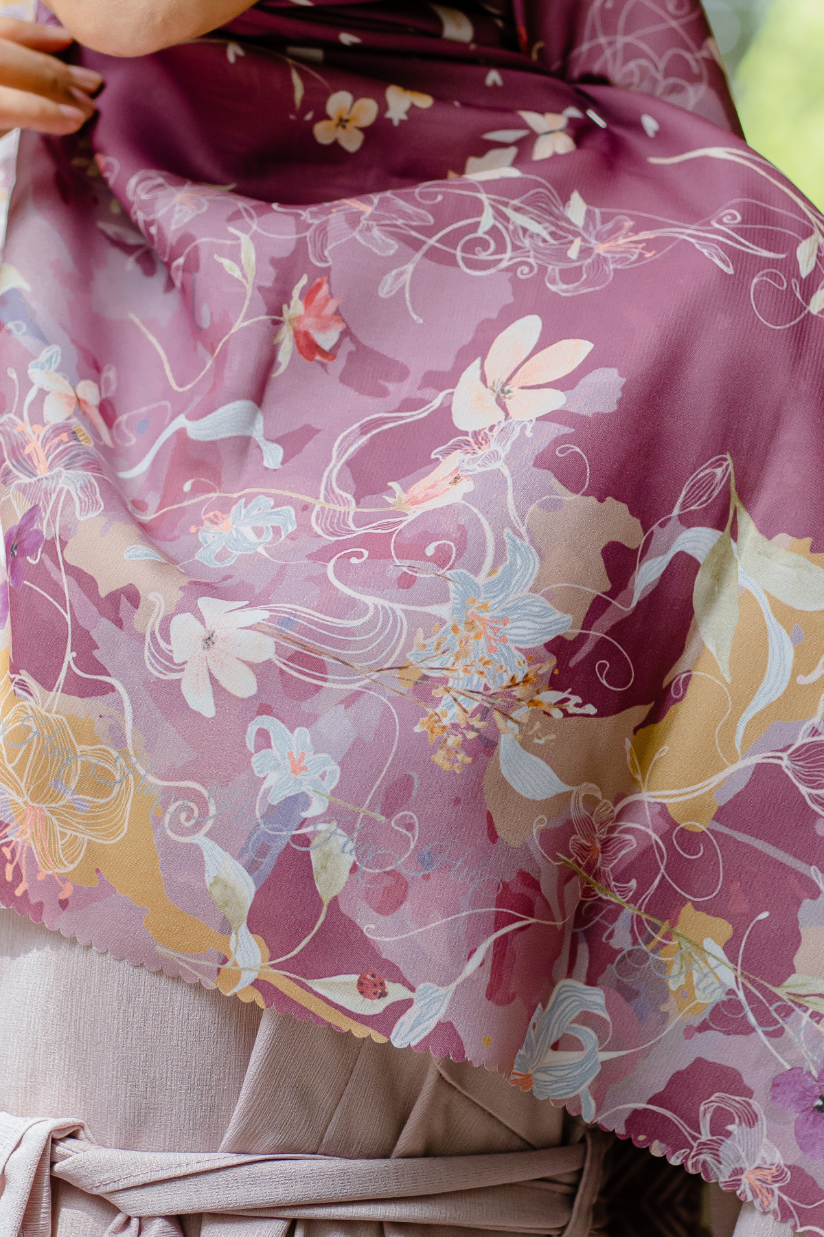 Verbena - Scarf Square Premium Polycotton XL - Maroon - VJ26.3