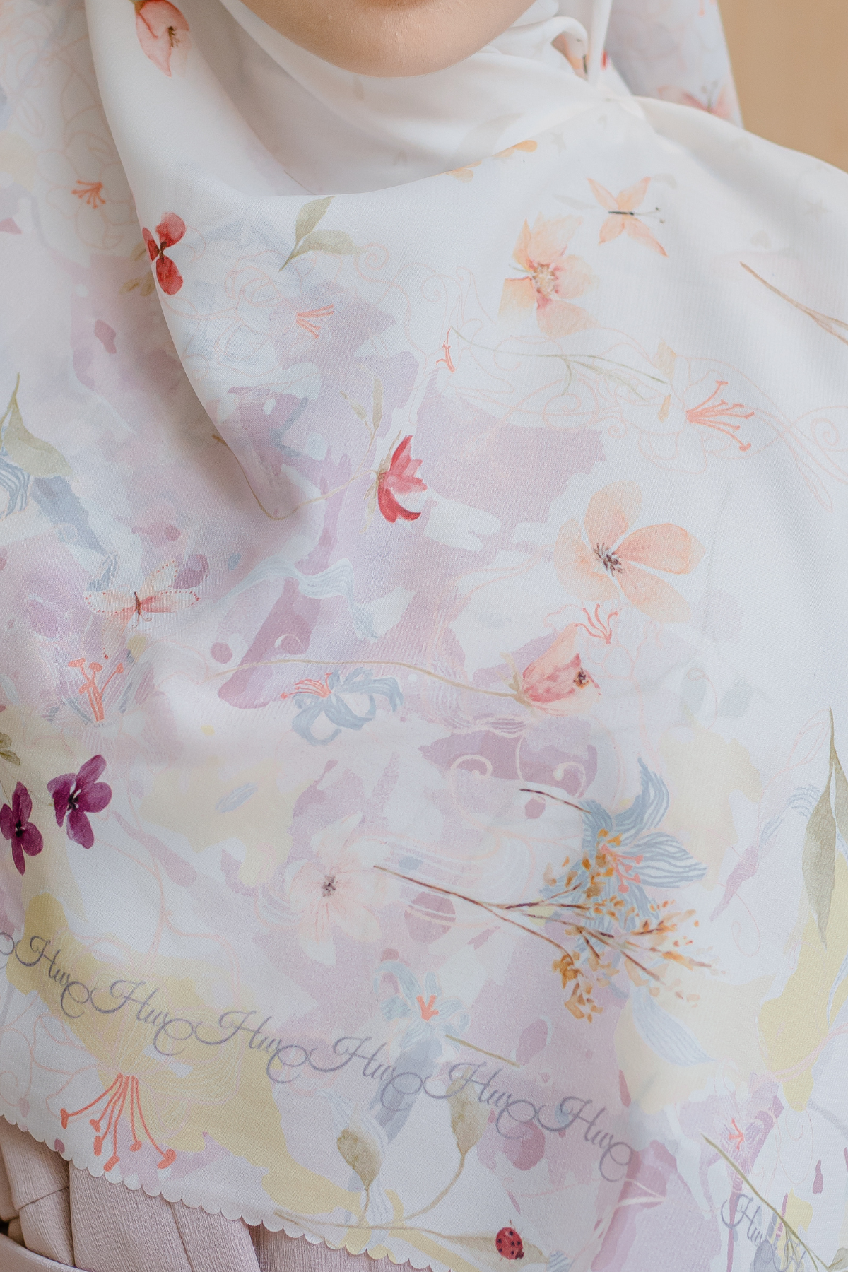 Verbena - Scarf Square Premium Polycotton XL - Snow White - VJ26.4